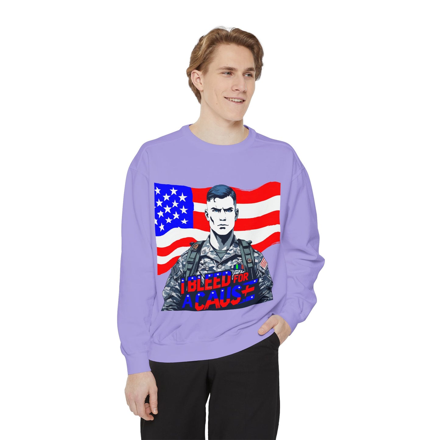Patriotic Graphic Sweatshirt, Military Inspired Clothing, Unisex Casual Wear, Gift for Veterans, Comfortable Layering