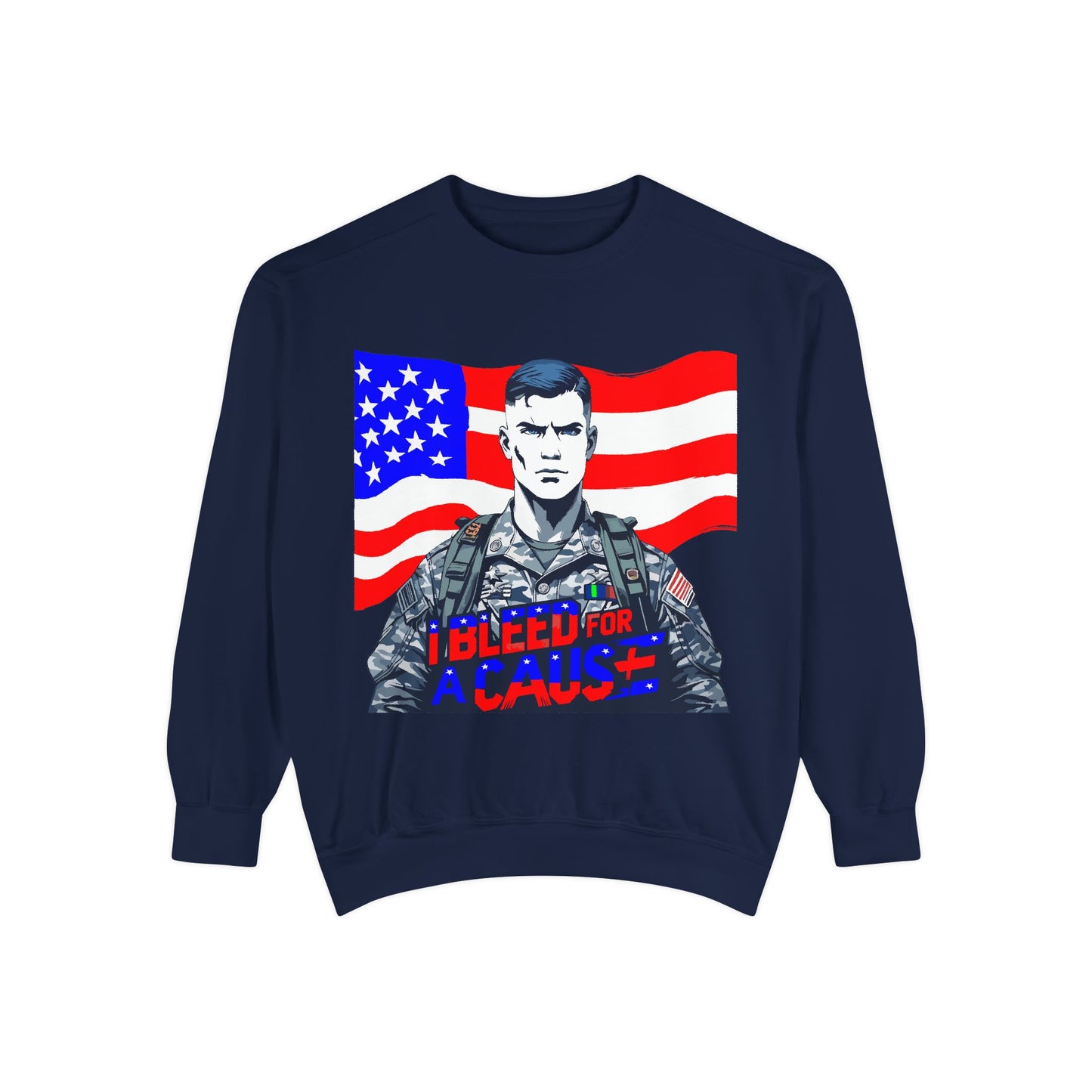 Patriotic Graphic Sweatshirt, Military Inspired Clothing, Unisex Casual Wear, Gift for Veterans, Comfortable Layering