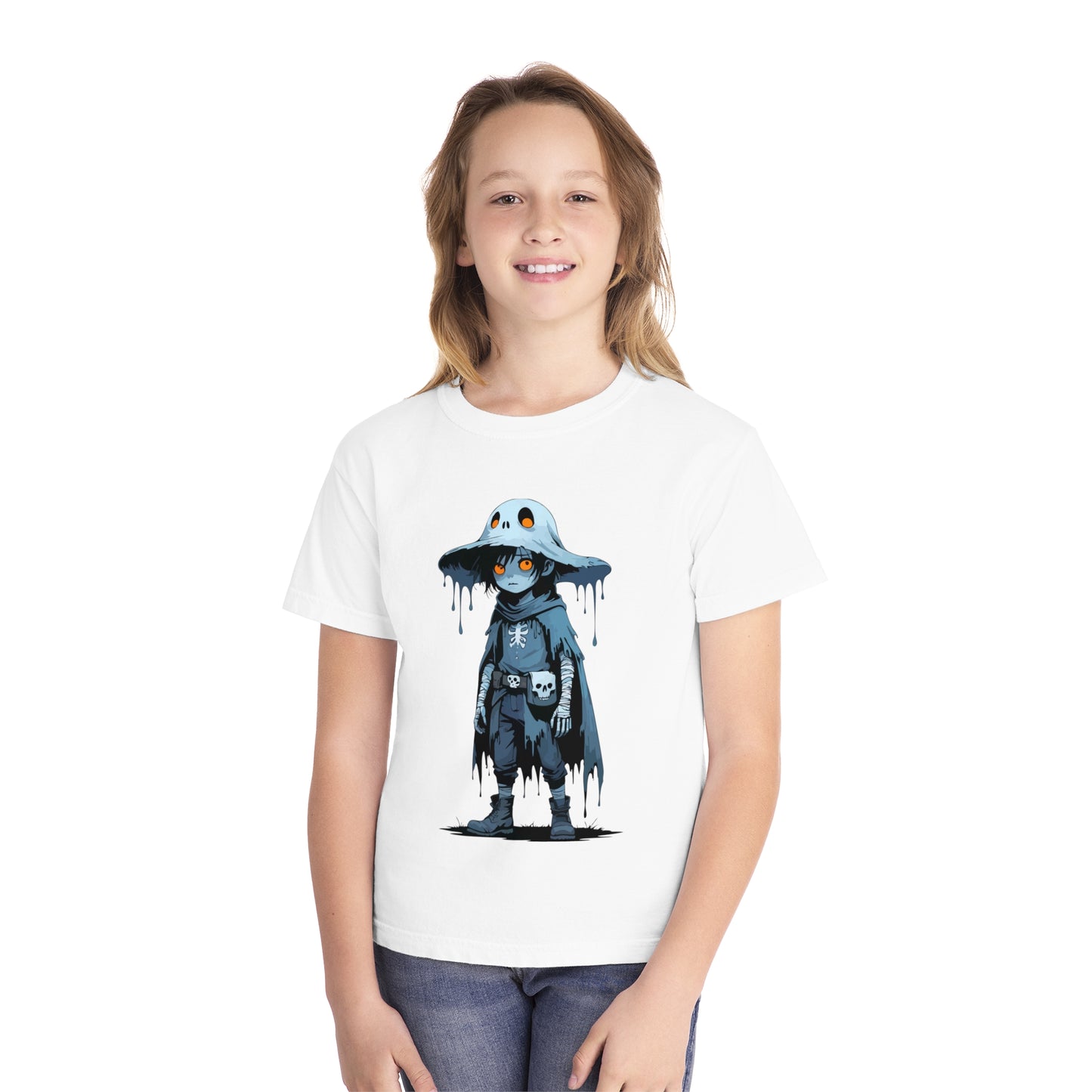 Youth Graphic Tee with Cool Character Design, Unisex Kids T-Shirt, Perfect for Halloween, Birthday Gift, Everyday Wear, Fun Costume Top