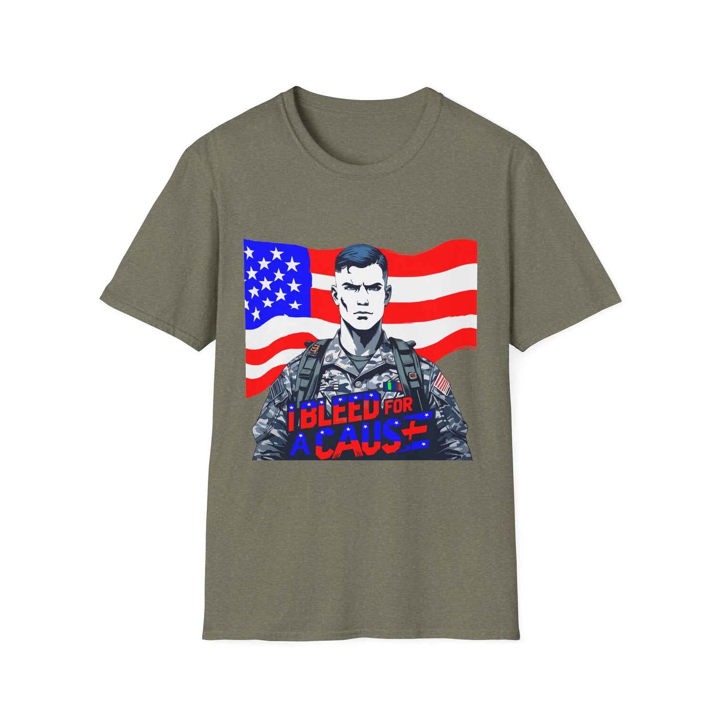 Patriotic Graphic Tee - I Bleed for a Cause, Veteran's Day Gift, Casual Wear, Unisex T-Shirt, Military Pride
