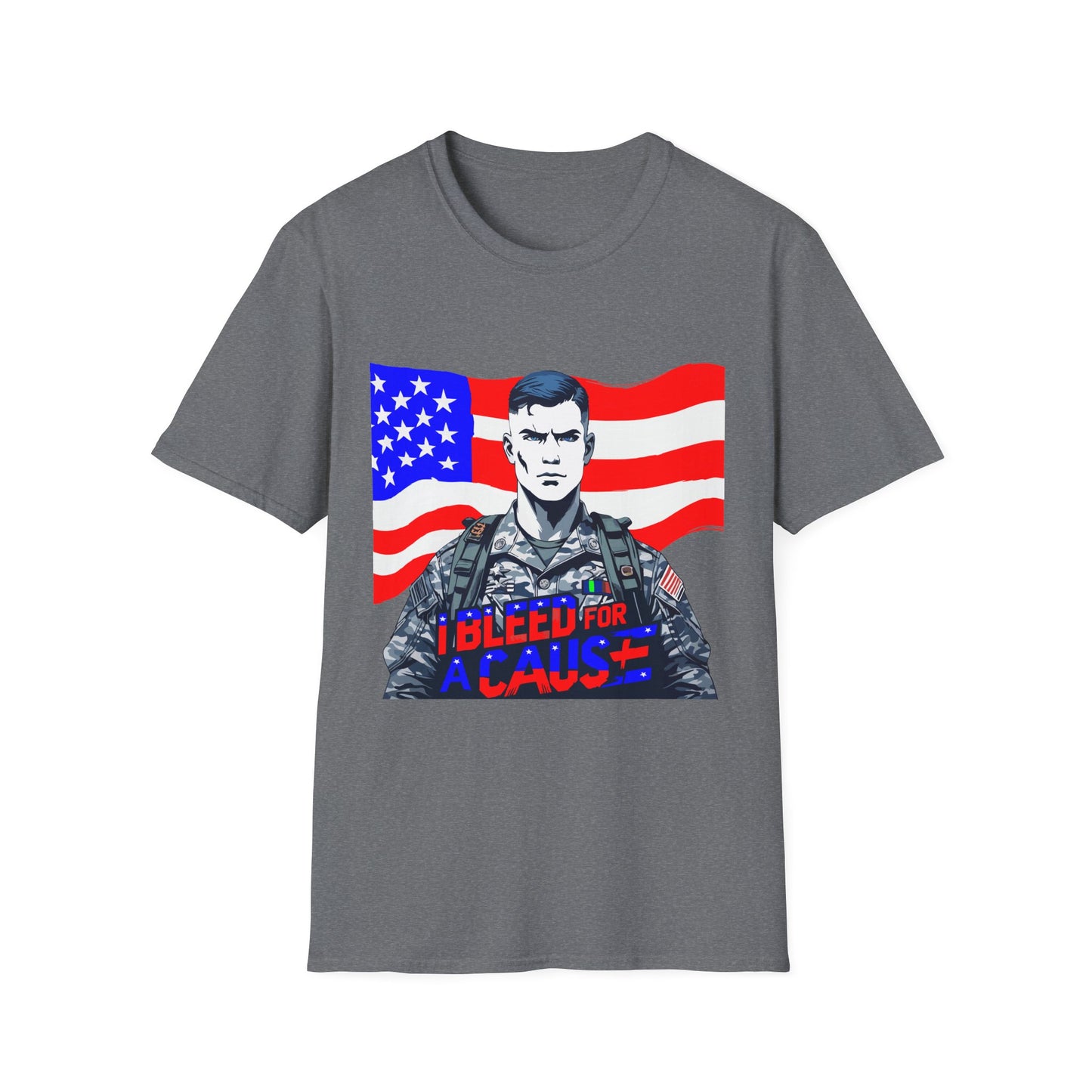 Patriotic Graphic Tee - I Bleed for a Cause, Veteran's Day Gift, Casual Wear, Unisex T-Shirt, Military Pride