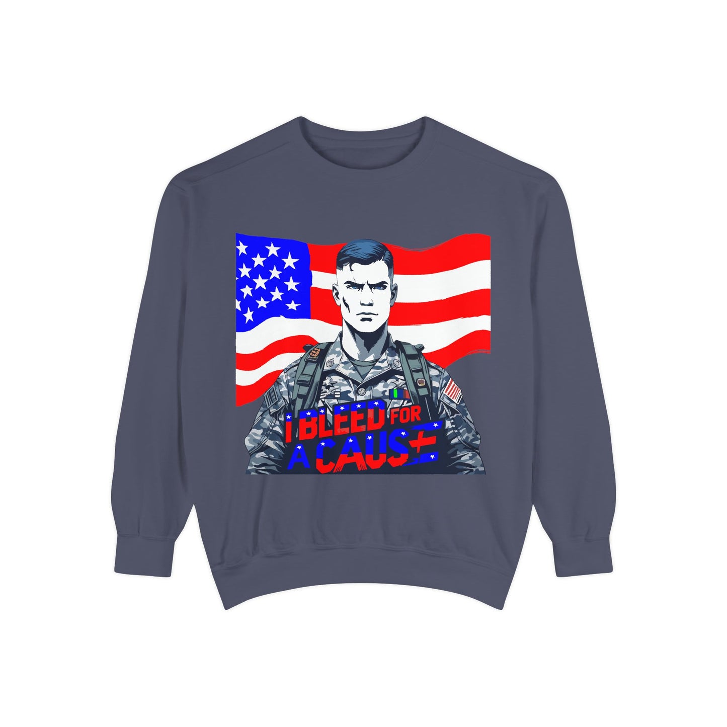 Patriotic Graphic Sweatshirt, Military Inspired Clothing, Unisex Casual Wear, Gift for Veterans, Comfortable Layering