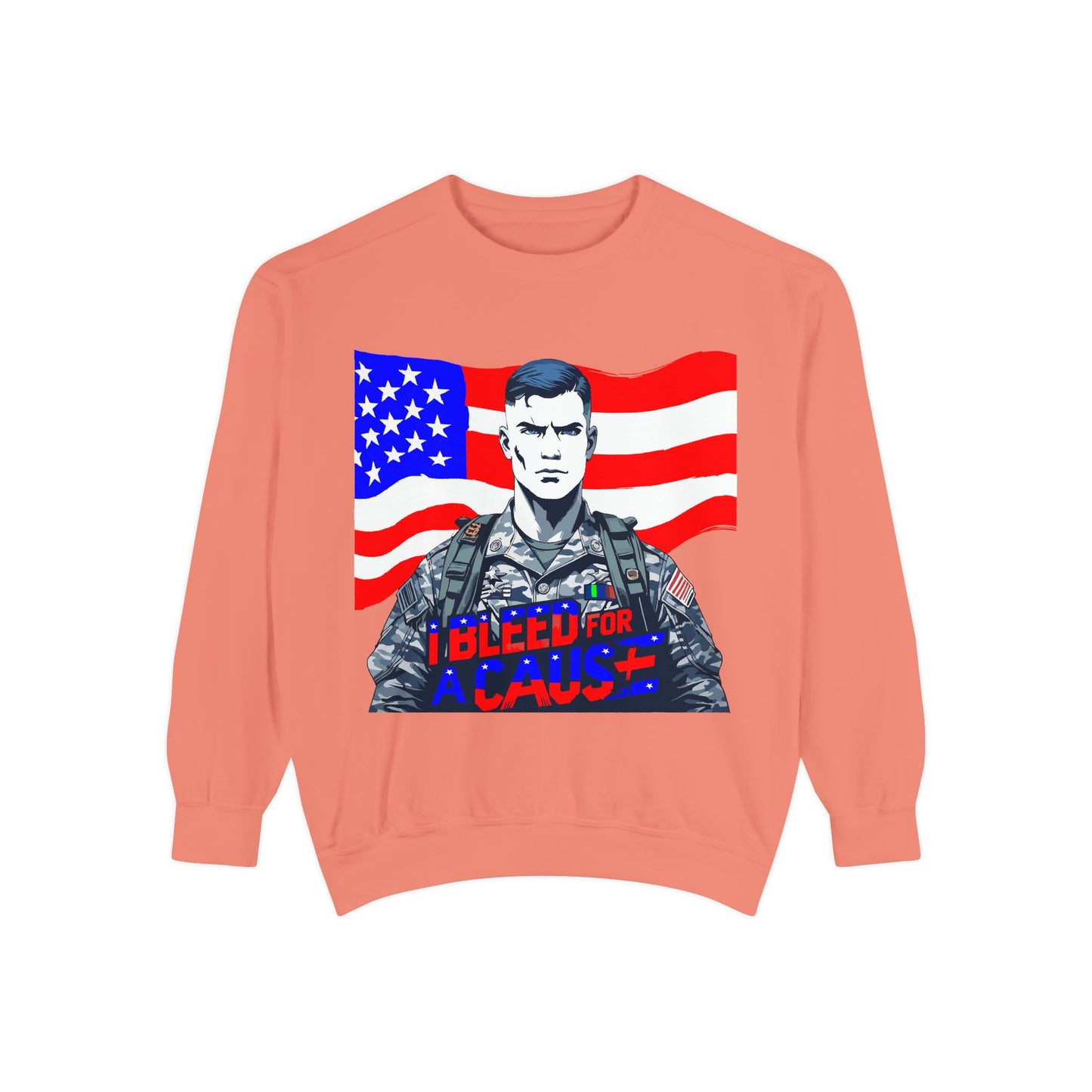 Patriotic Graphic Sweatshirt, Military Inspired Clothing, Unisex Casual Wear, Gift for Veterans, Comfortable Layering