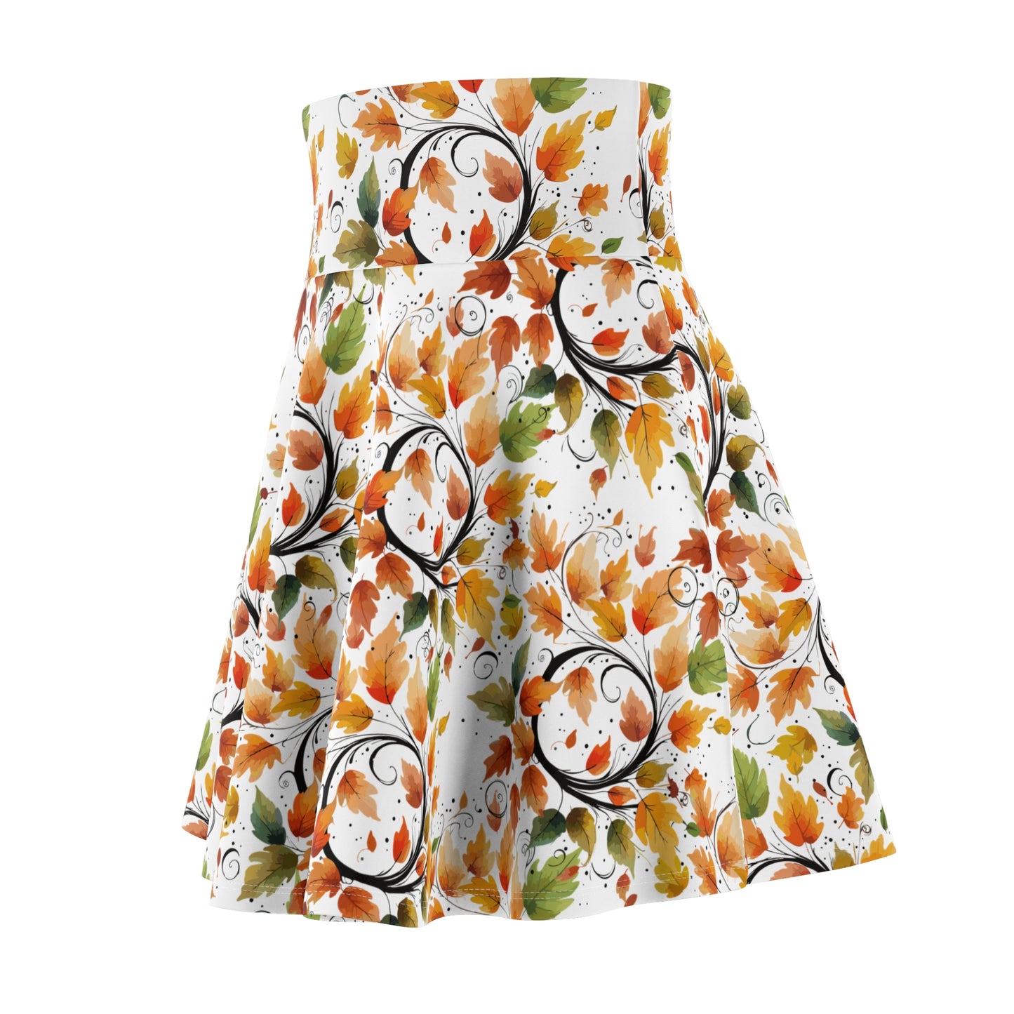 Autumn Vibes Women's Skater Skirt, Fall Fashion Skirt, Casual Skater Dress, Floral Print Skirt, Seasonal Style Skirt