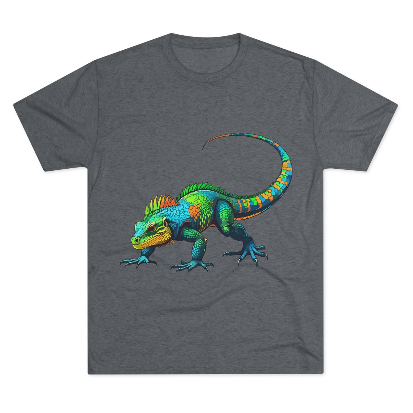 Vibrant Iguana Graphic Tee, Unisex Tri-Blend Crew Shirt, Casual Wear, Animal Lover Gift, Eco-Friendly Fashion, Fun Everyday Style