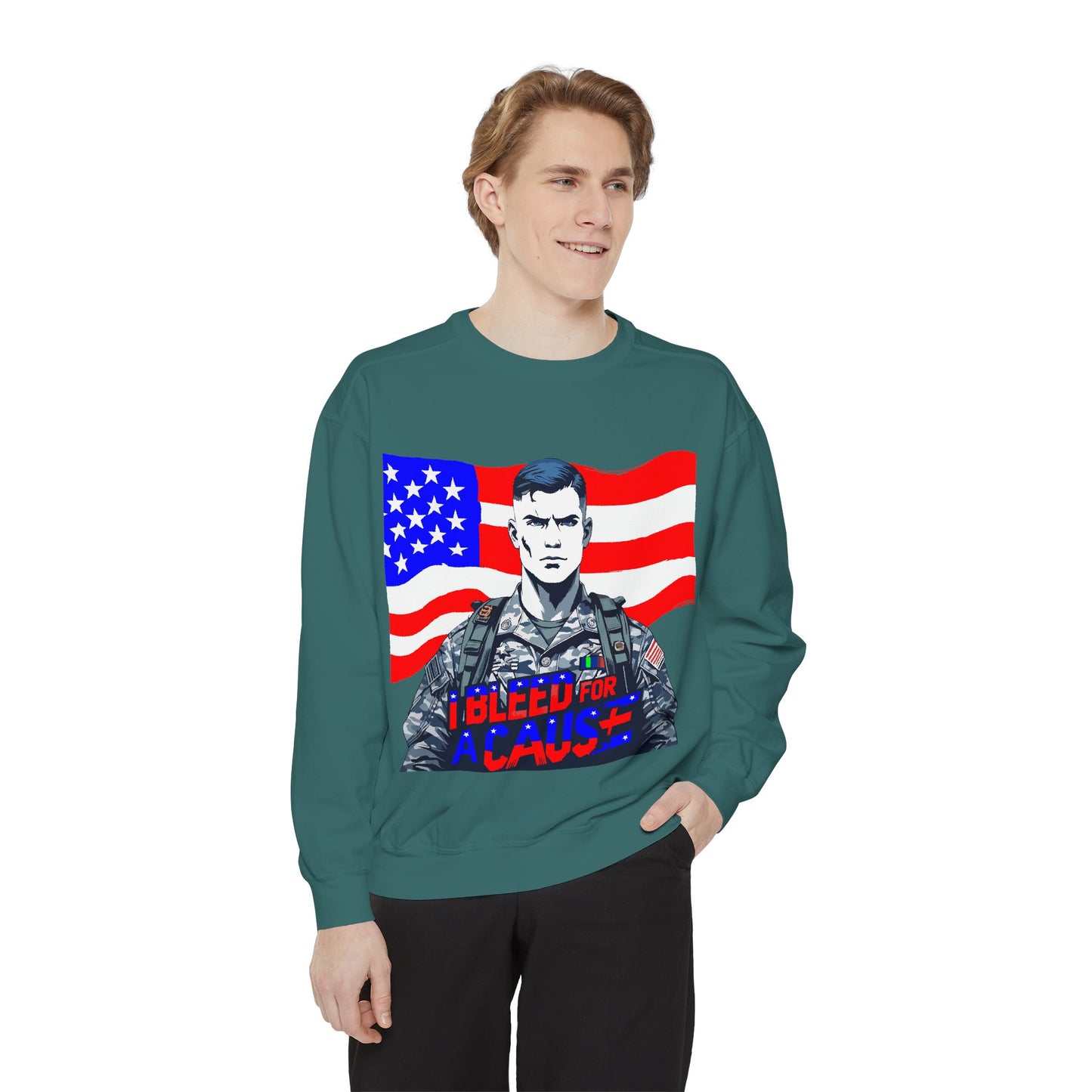 Patriotic Graphic Sweatshirt, Military Inspired Clothing, Unisex Casual Wear, Gift for Veterans, Comfortable Layering