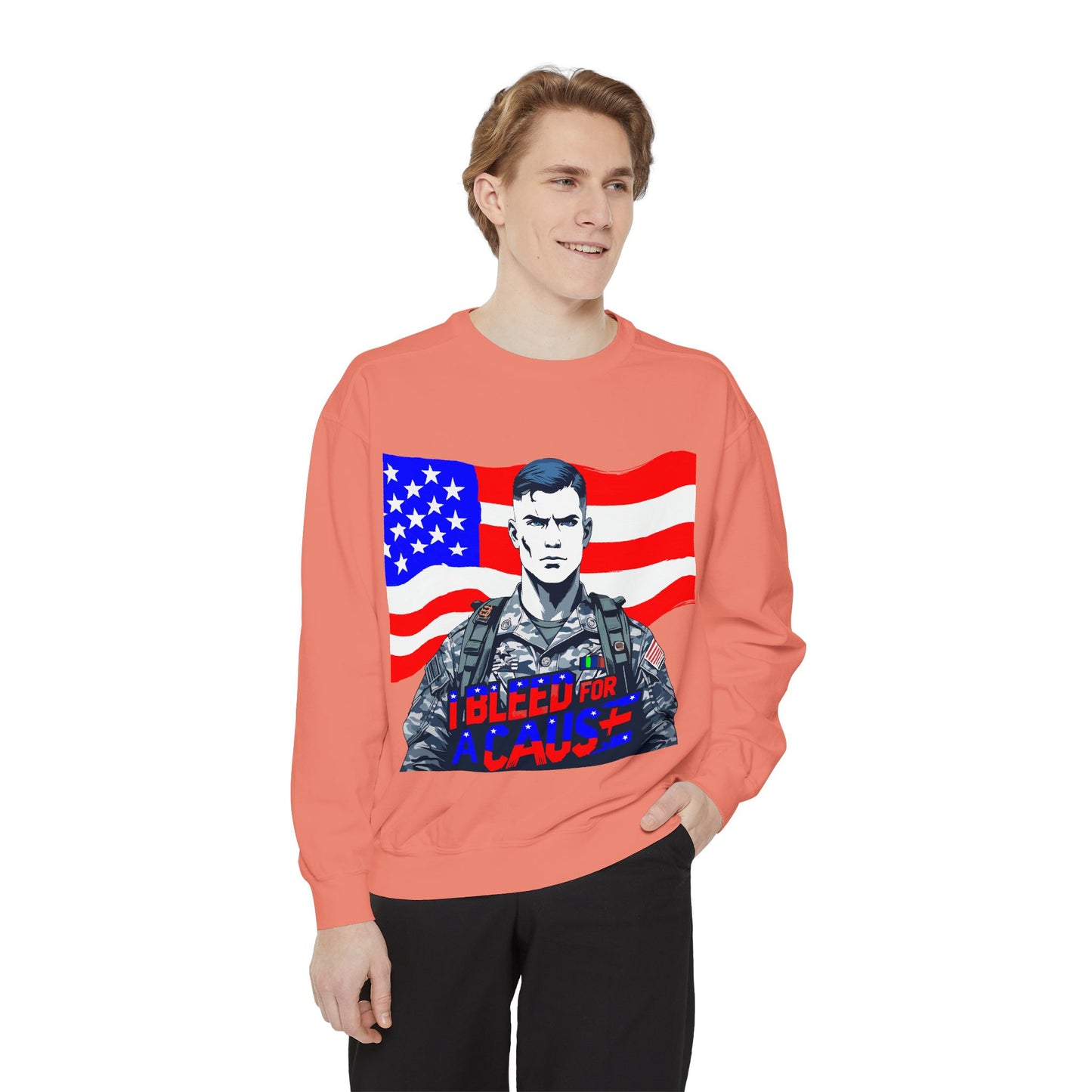 Patriotic Graphic Sweatshirt, Military Inspired Clothing, Unisex Casual Wear, Gift for Veterans, Comfortable Layering