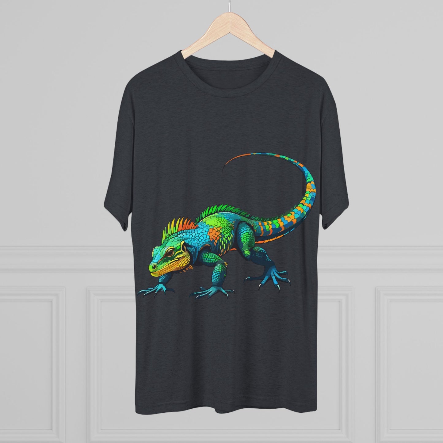 Vibrant Iguana Graphic Tee, Unisex Tri-Blend Crew Shirt, Casual Wear, Animal Lover Gift, Eco-Friendly Fashion, Fun Everyday Style