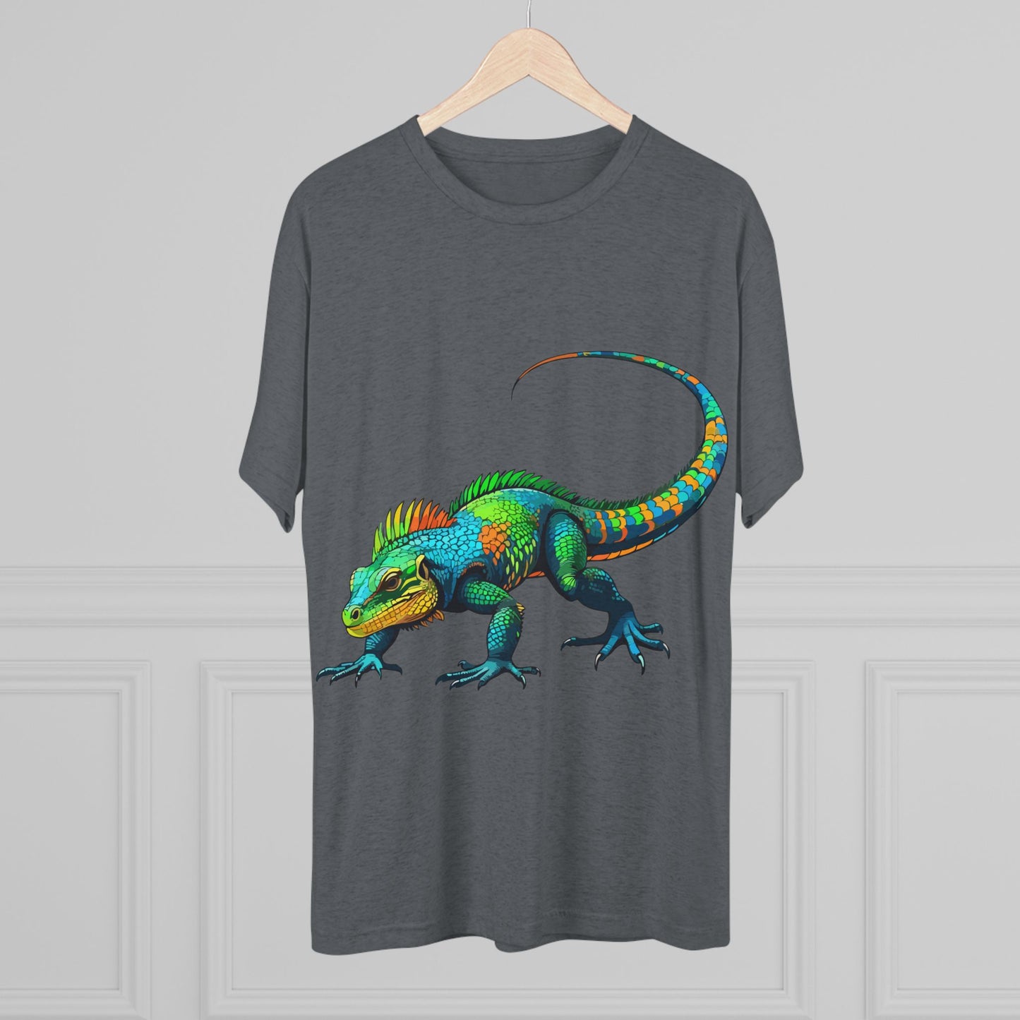 Vibrant Iguana Graphic Tee, Unisex Tri-Blend Crew Shirt, Casual Wear, Animal Lover Gift, Eco-Friendly Fashion, Fun Everyday Style