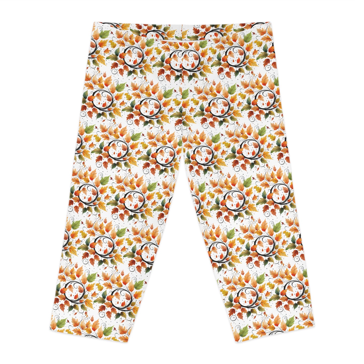 Women's Floral Capri Leggings, Boho Activewear for Yoga, Fitness, Summer Outfits, Casual Wear, Gift for Her