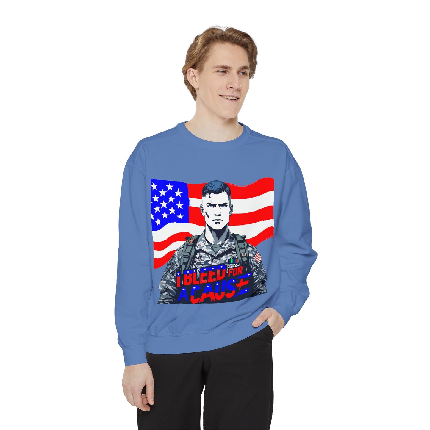 Patriotic Graphic Sweatshirt, Military Inspired Clothing, Unisex Casual Wear, Gift for Veterans, Comfortable Layering