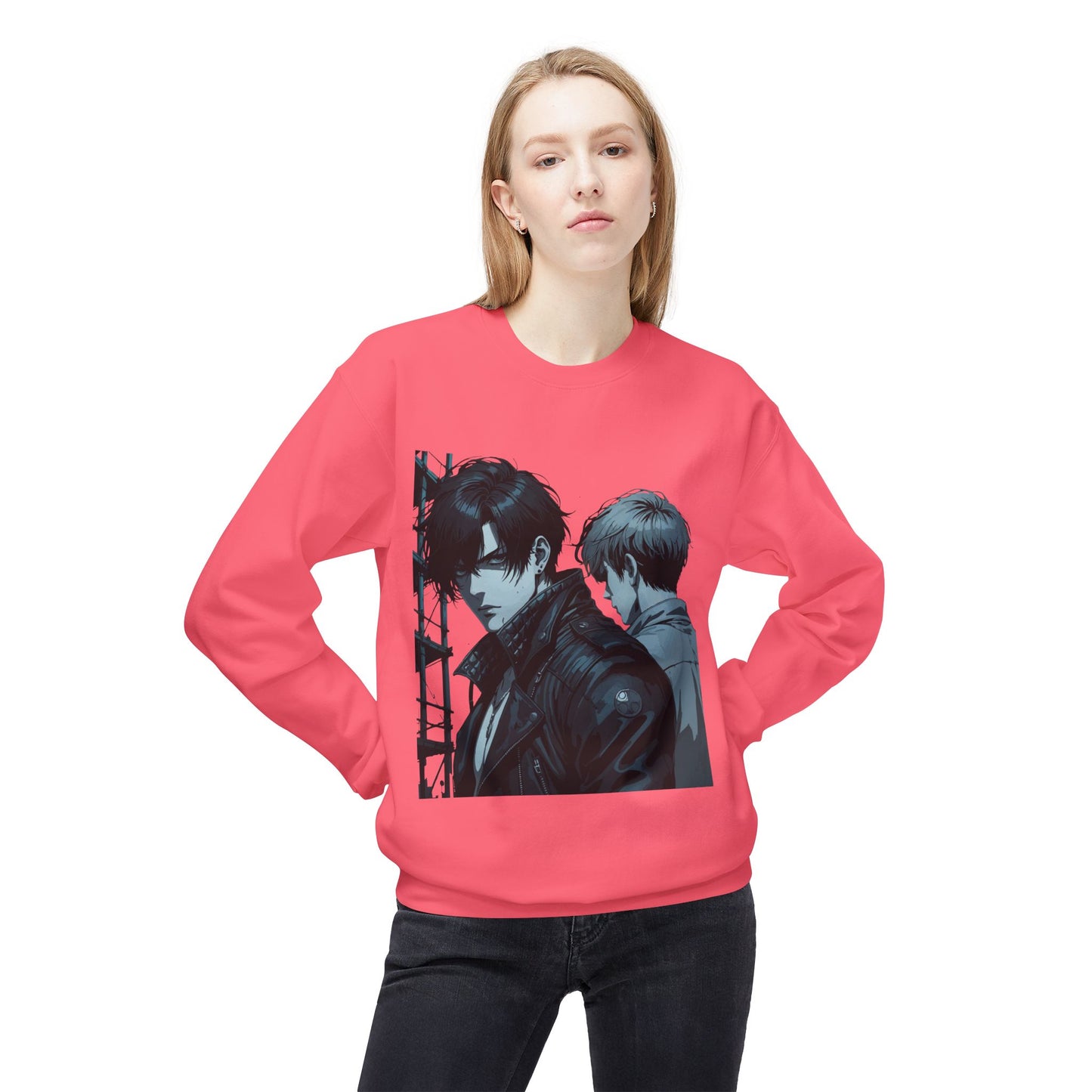 Unisex Fleece Crewneck Sweatshirt with Retro Art, Vintage Graphic Sweater, Casual Wear for Art Lovers, Gift for Him/Her, Cozy Relaxed Style