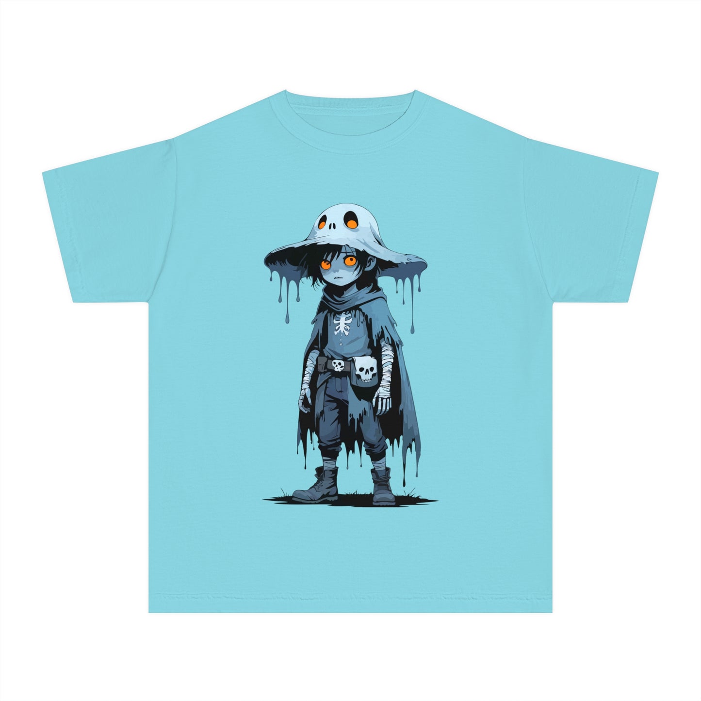 Youth Graphic Tee with Cool Character Design, Unisex Kids T-Shirt, Perfect for Halloween, Birthday Gift, Everyday Wear, Fun Costume Top