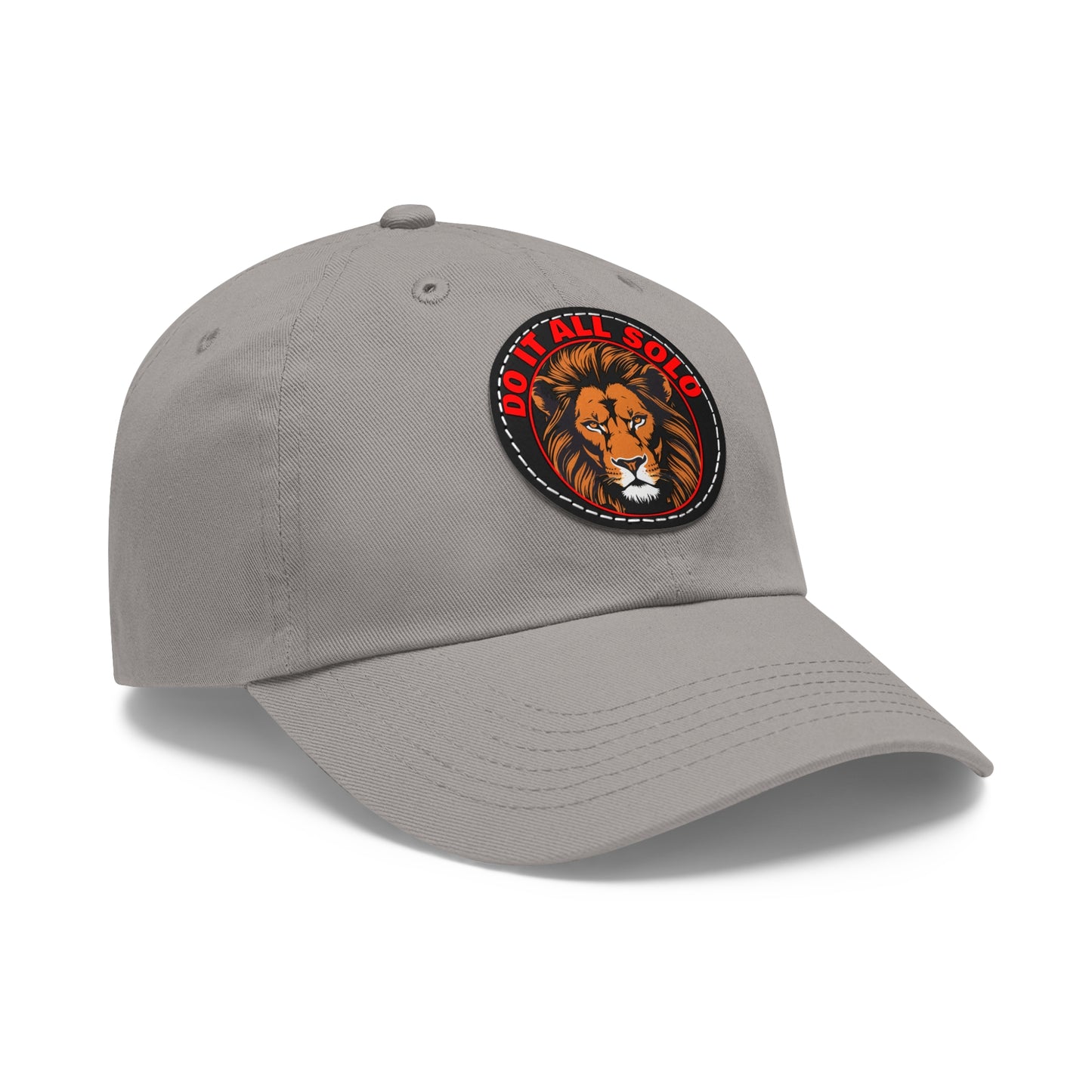 Lion Patch Dad Hat - Do It All Solo, Casual Cap for Dads, Adjustable Hat for Father's Day, Unique Gift for Men, Trendy Everyday Wear