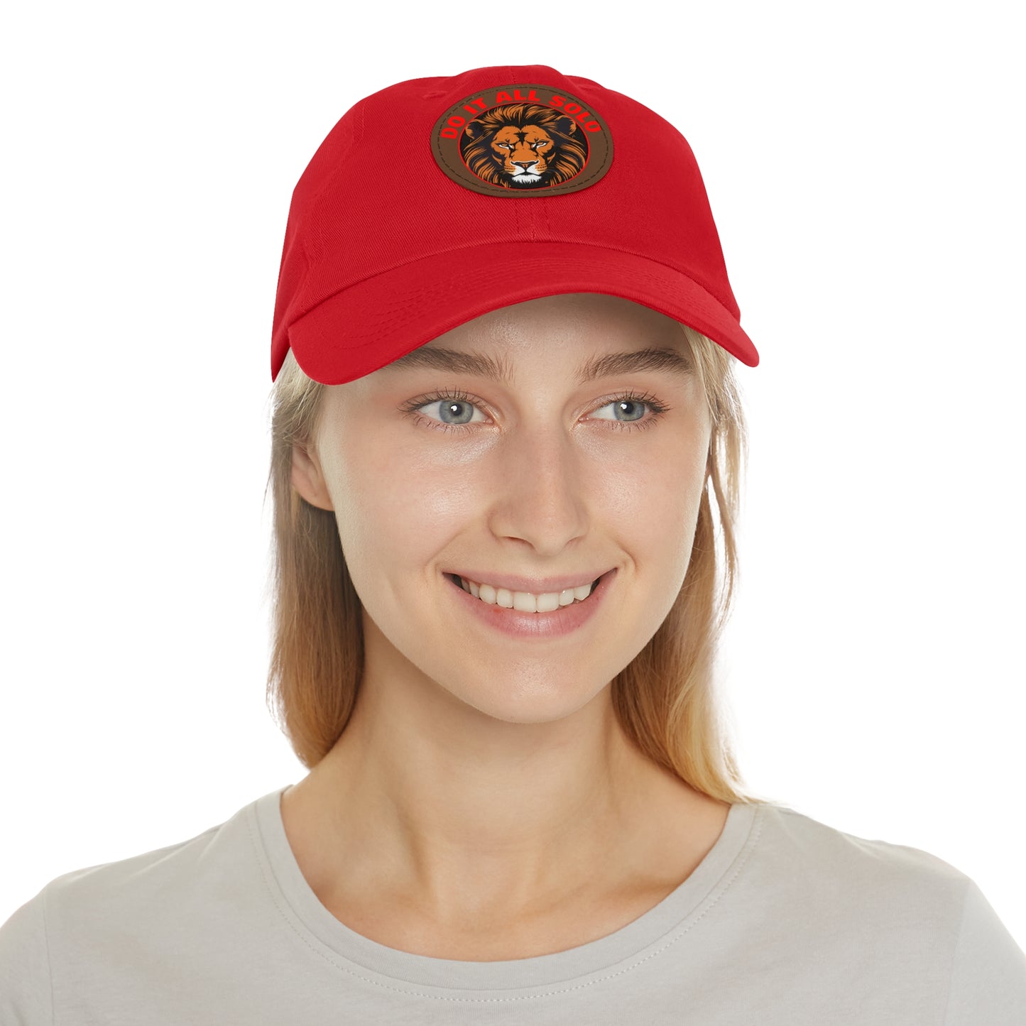 Lion Patch Dad Hat - Do It All Solo, Casual Cap for Dads, Adjustable Hat for Father's Day, Unique Gift for Men, Trendy Everyday Wear