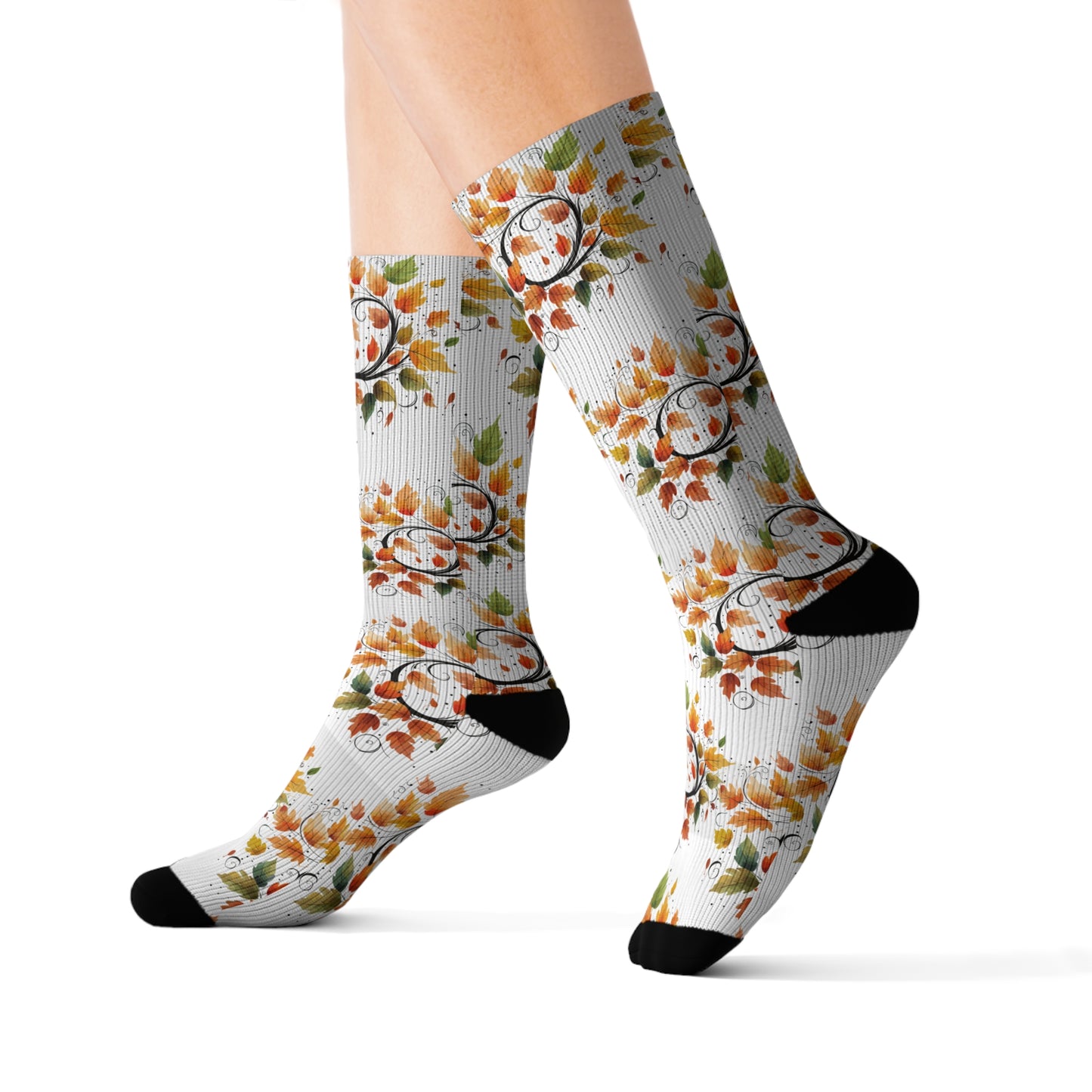 Floral Patterned Sublimation Socks, Cozy Gift for Her, Stylish Footwear for Spring, Unique Present for Celebrations