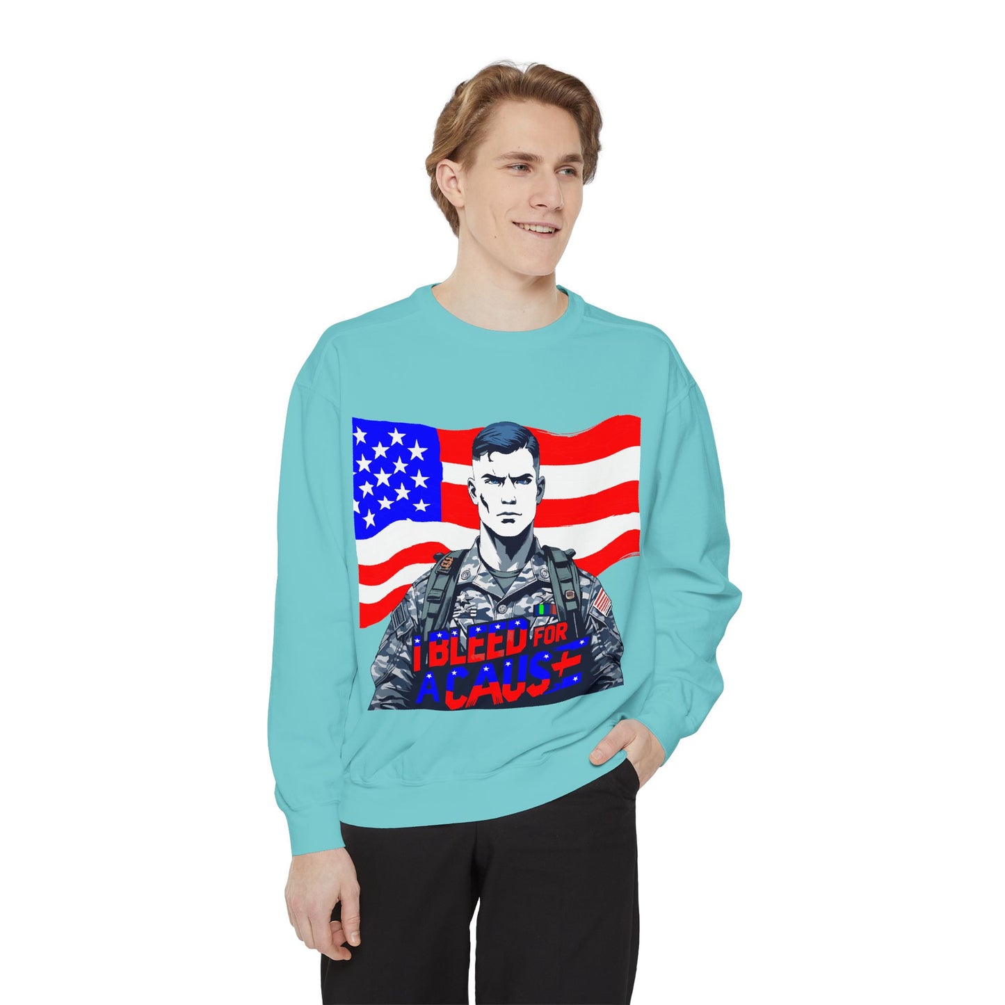 Patriotic Graphic Sweatshirt, Military Inspired Clothing, Unisex Casual Wear, Gift for Veterans, Comfortable Layering