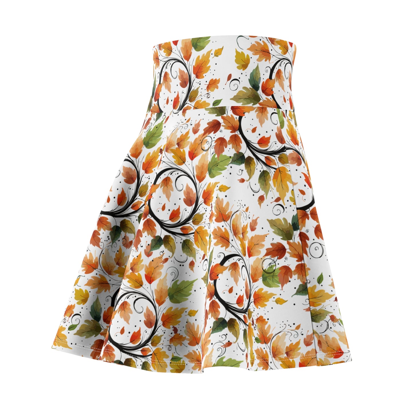 Autumn Vibes Women's Skater Skirt, Fall Fashion Skirt, Casual Skater Dress, Floral Print Skirt, Seasonal Style Skirt
