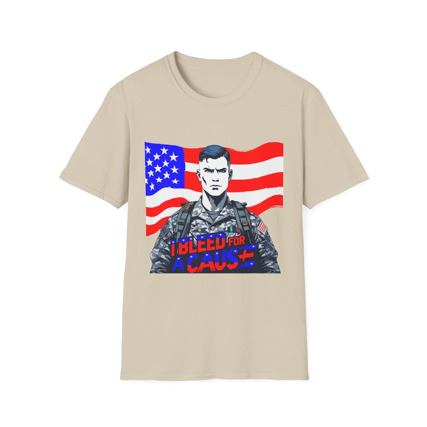 Patriotic Graphic Tee - I Bleed for a Cause, Veteran's Day Gift, Casual Wear, Unisex T-Shirt, Military Pride