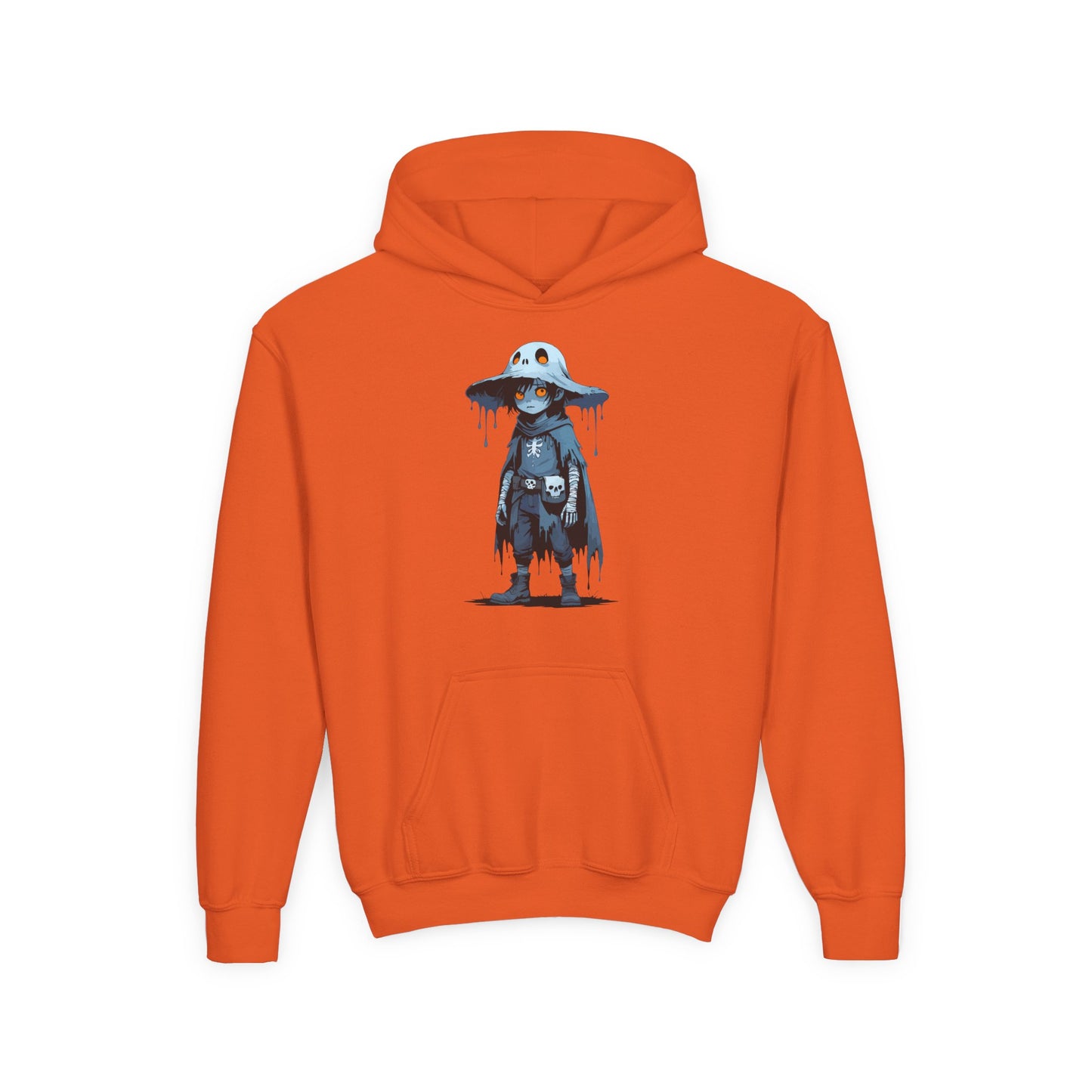 Youth Hoodie with Spooky Character Design, Halloween Gift, Cozy Sweatshirt, Kids Apparel, Youth Pullover, Fall Fashion
