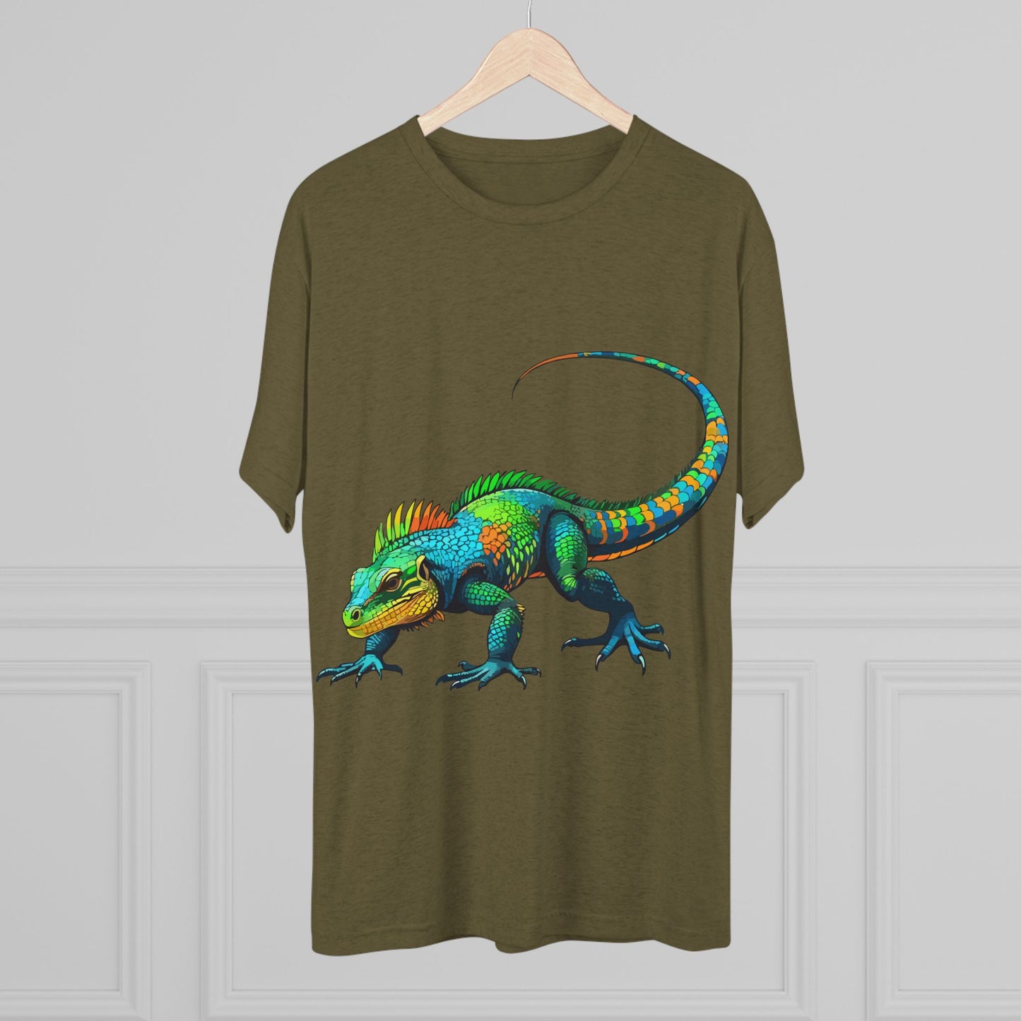 Vibrant Iguana Graphic Tee, Unisex Tri-Blend Crew Shirt, Casual Wear, Animal Lover Gift, Eco-Friendly Fashion, Fun Everyday Style