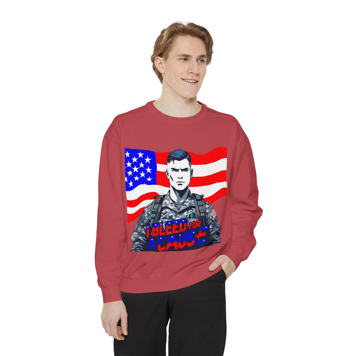 Patriotic Graphic Sweatshirt, Military Inspired Clothing, Unisex Casual Wear, Gift for Veterans, Comfortable Layering