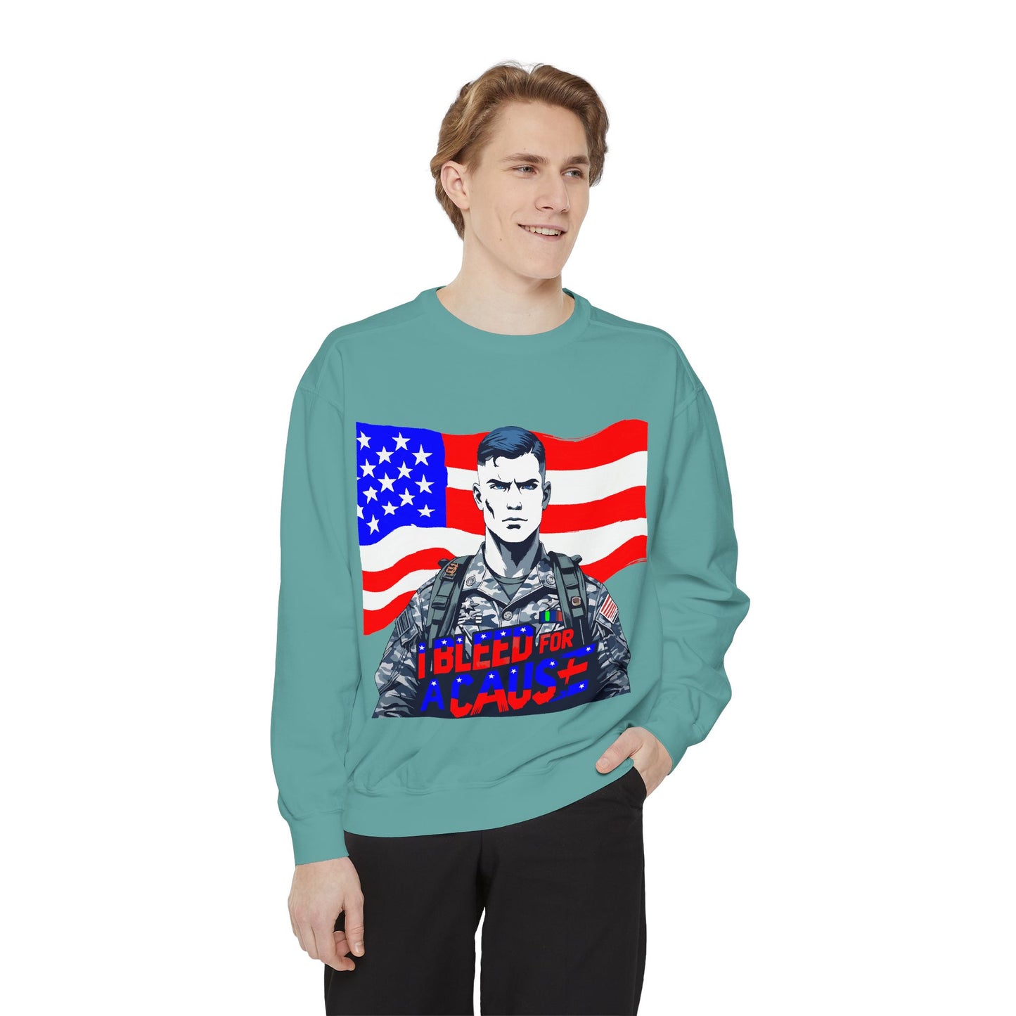 Patriotic Graphic Sweatshirt, Military Inspired Clothing, Unisex Casual Wear, Gift for Veterans, Comfortable Layering