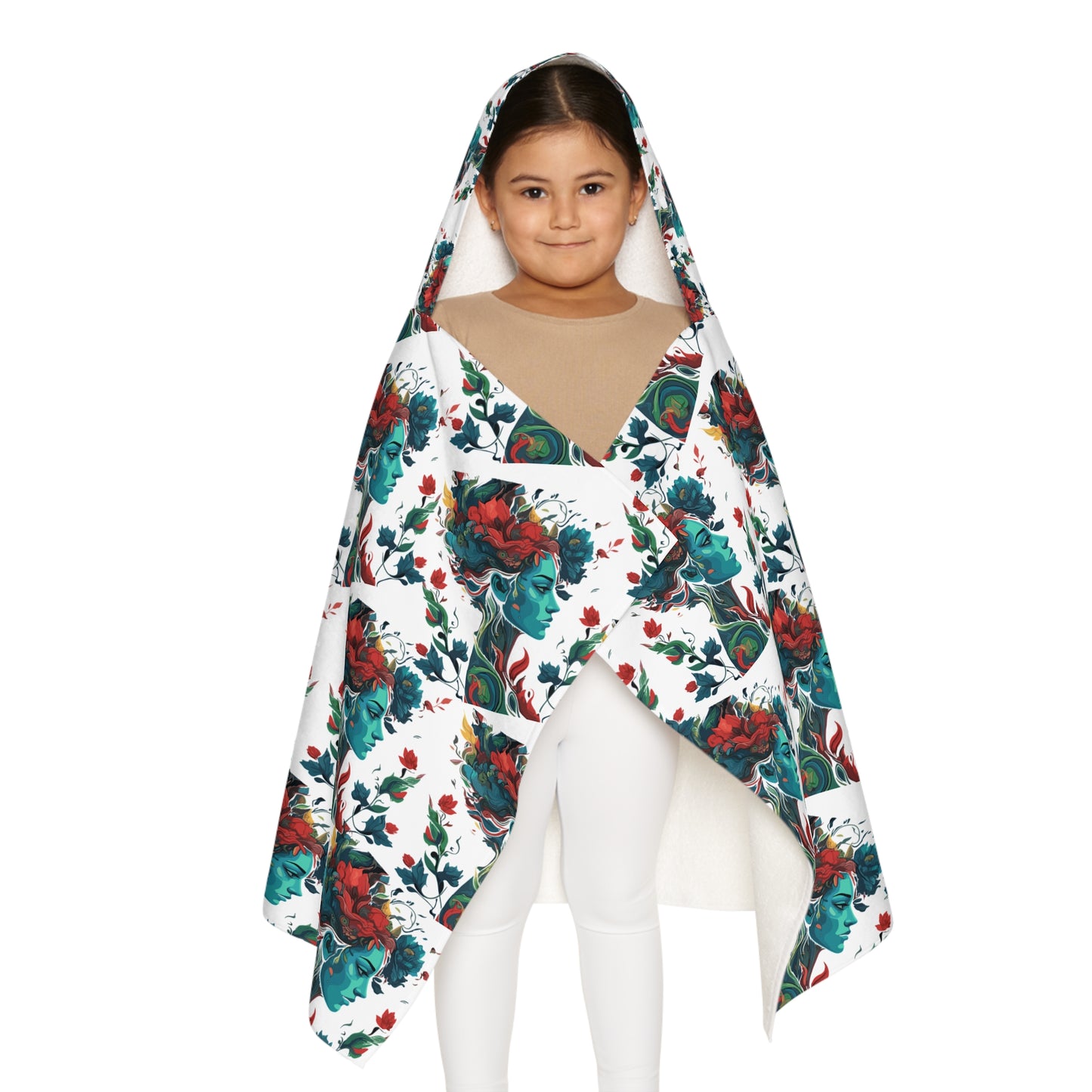 Vibrant Floral Youth Hooded Towel, Kids Bath Towel, Pool Towel, Beach Towel, Birthday Gift, Fun Bath Time Accessory