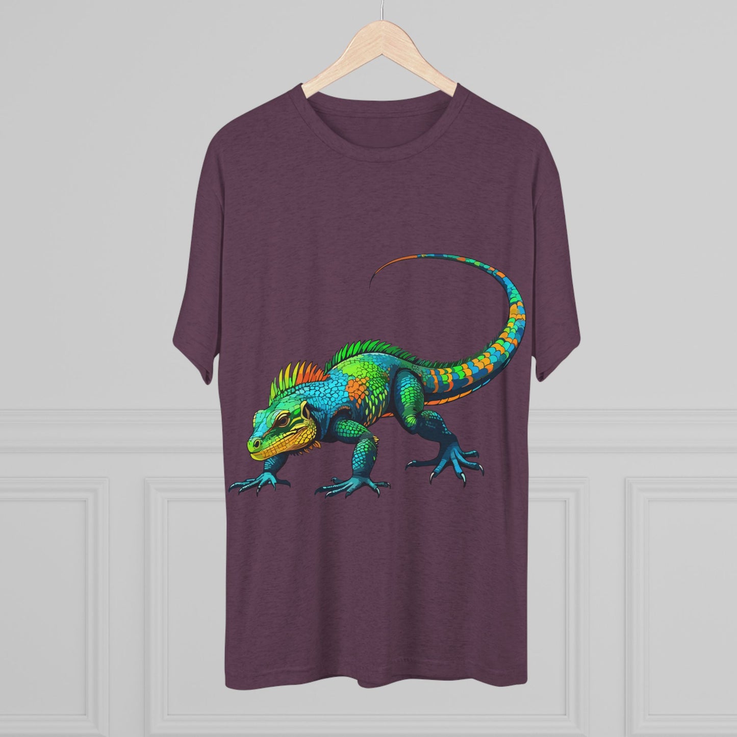 Vibrant Iguana Graphic Tee, Unisex Tri-Blend Crew Shirt, Casual Wear, Animal Lover Gift, Eco-Friendly Fashion, Fun Everyday Style