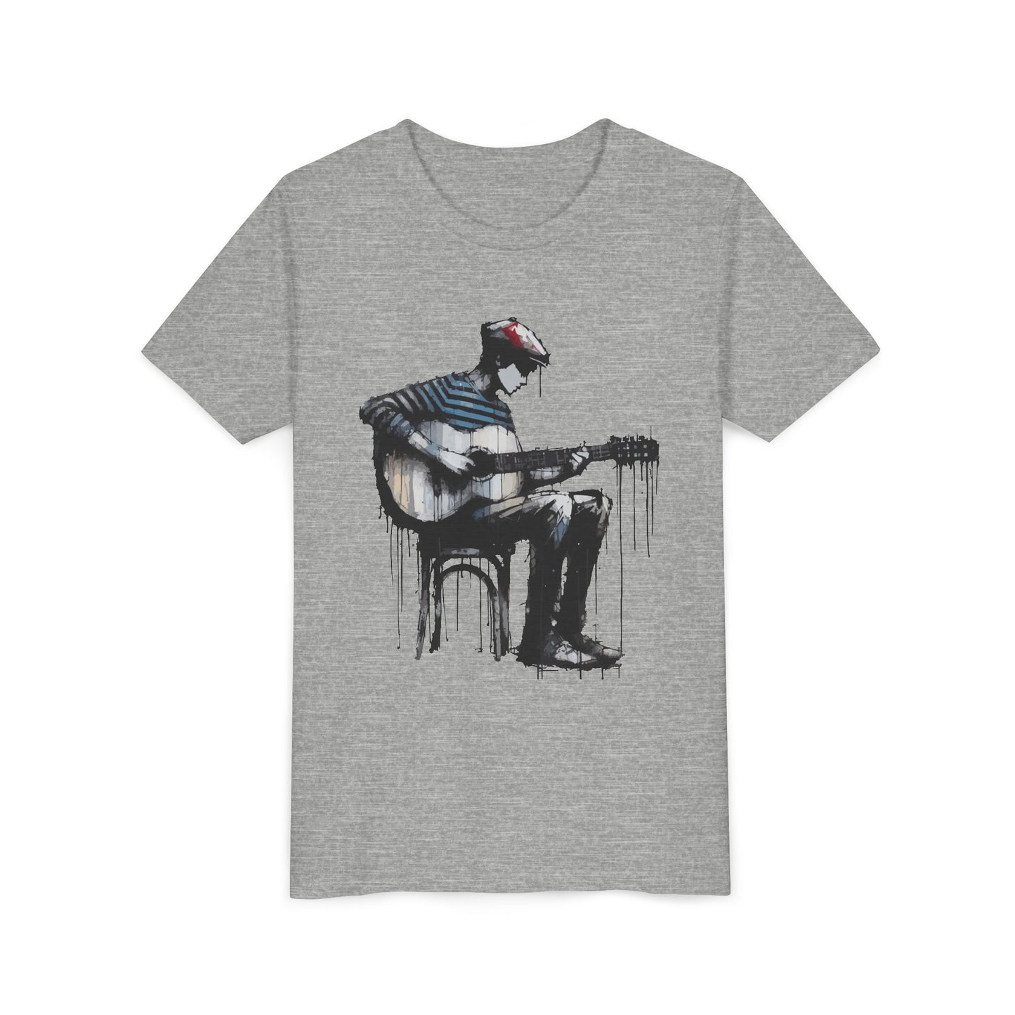 Artistic Youth Tee with Guitar Design, Music Lover Gift, Cool Graphic T-Shirt, Summer Wear, Creative Artsy Shirt