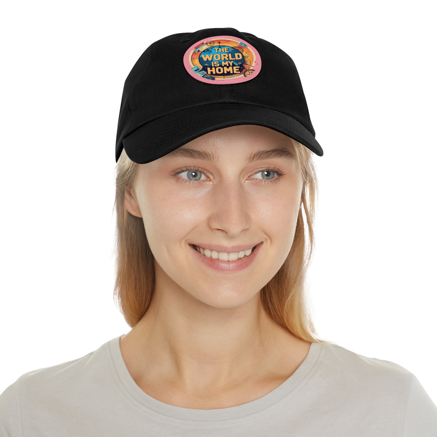 Adventure Dad Hat with Leather Patch - The World is My Home, Travel Gift, Casual Wear, Outdoor Activities, Father's Day