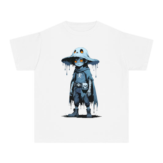 Youth Graphic Tee with Cool Character Design, Unisex Kids T-Shirt, Perfect for Halloween, Birthday Gift, Everyday Wear, Fun Costume Top