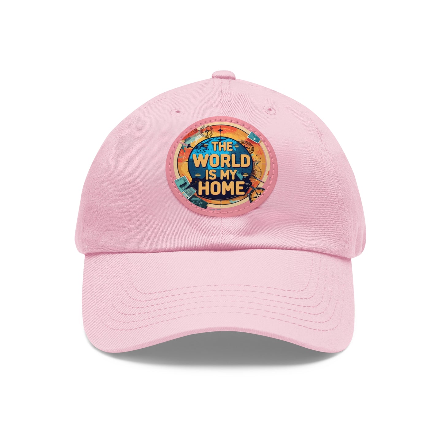 Adventure Dad Hat with Leather Patch - The World is My Home, Travel Gift, Casual Wear, Outdoor Activities, Father's Day