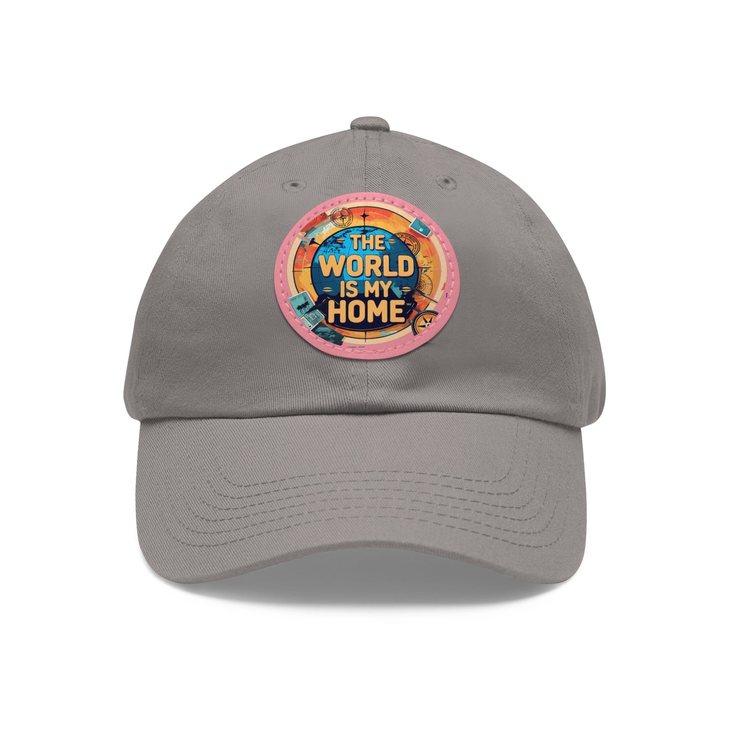 Adventure Dad Hat with Leather Patch - The World is My Home, Travel Gift, Casual Wear, Outdoor Activities, Father's Day