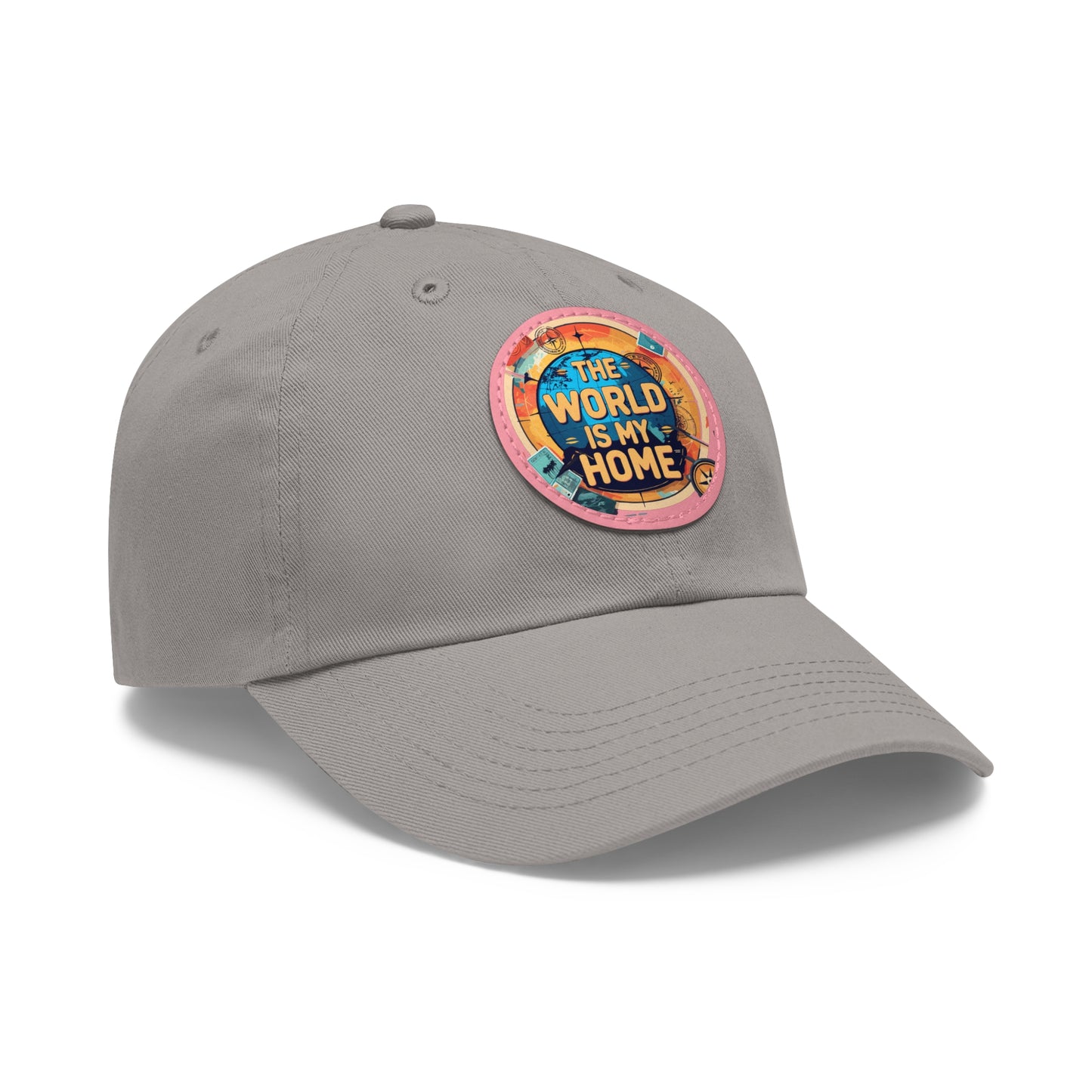 Adventure Dad Hat with Leather Patch - The World is My Home, Travel Gift, Casual Wear, Outdoor Activities, Father's Day
