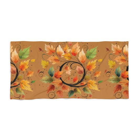 Bohemian Autumn Beach Towel, Cozy Fall Vibes, Floral Towel, Outdoor Beach Essentials, Perfect for vacations and gifts