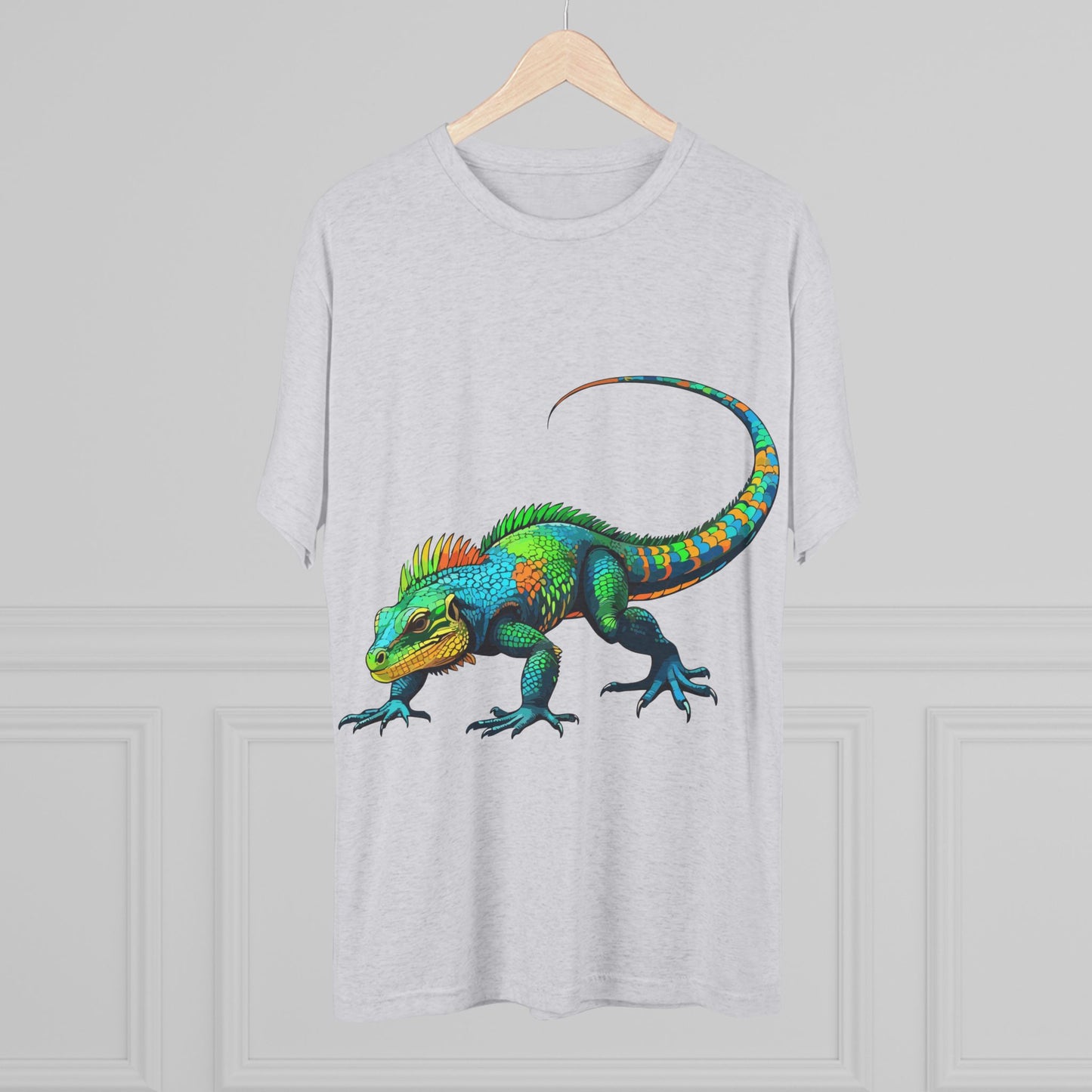 Vibrant Iguana Graphic Tee, Unisex Tri-Blend Crew Shirt, Casual Wear, Animal Lover Gift, Eco-Friendly Fashion, Fun Everyday Style