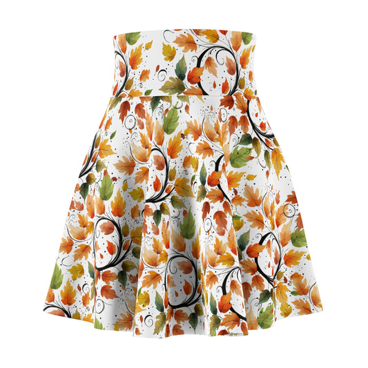 Autumn Vibes Women's Skater Skirt, Fall Fashion Skirt, Casual Skater Dress, Floral Print Skirt, Seasonal Style Skirt