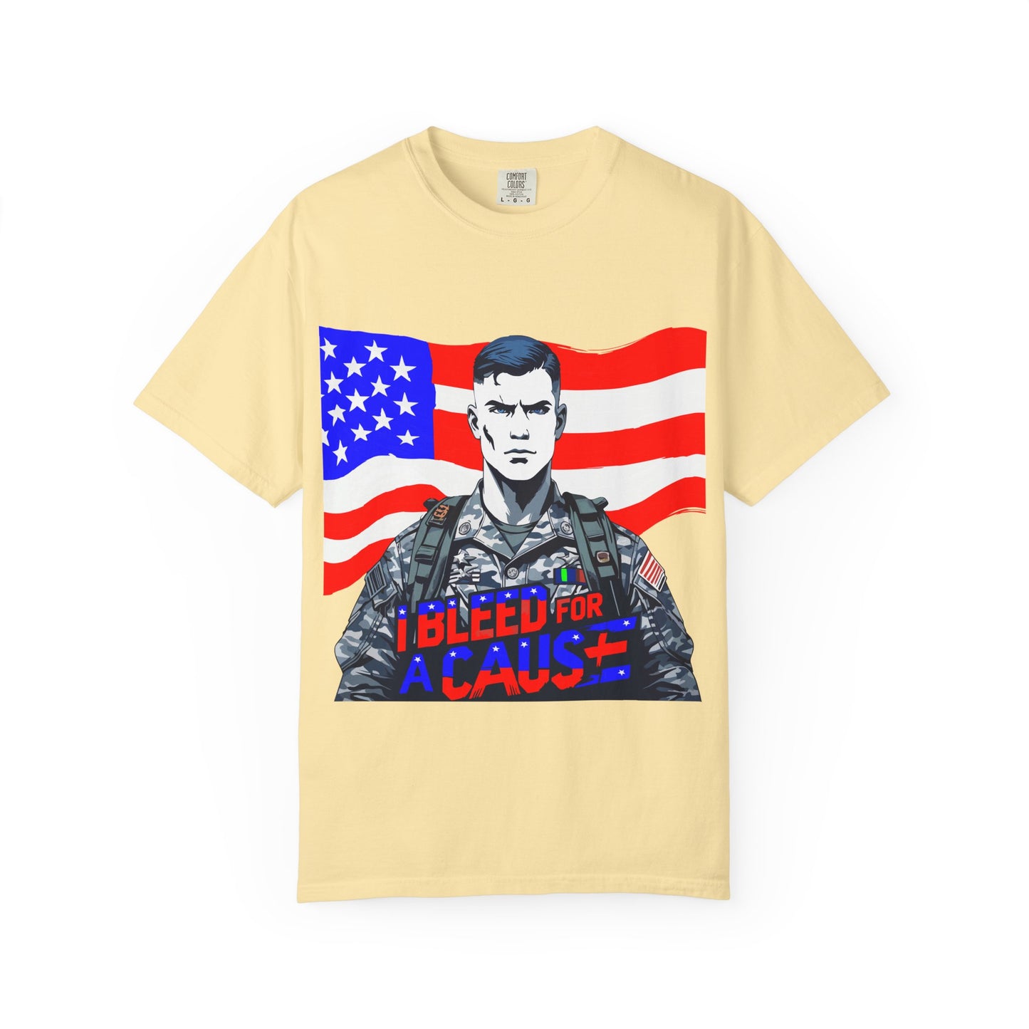 Patriotic Graphic Tee - I Bleed for a Cause, Military Support Shirt, Unisex Casual Wear, American Pride T-Shirt, Gifts for Veterans