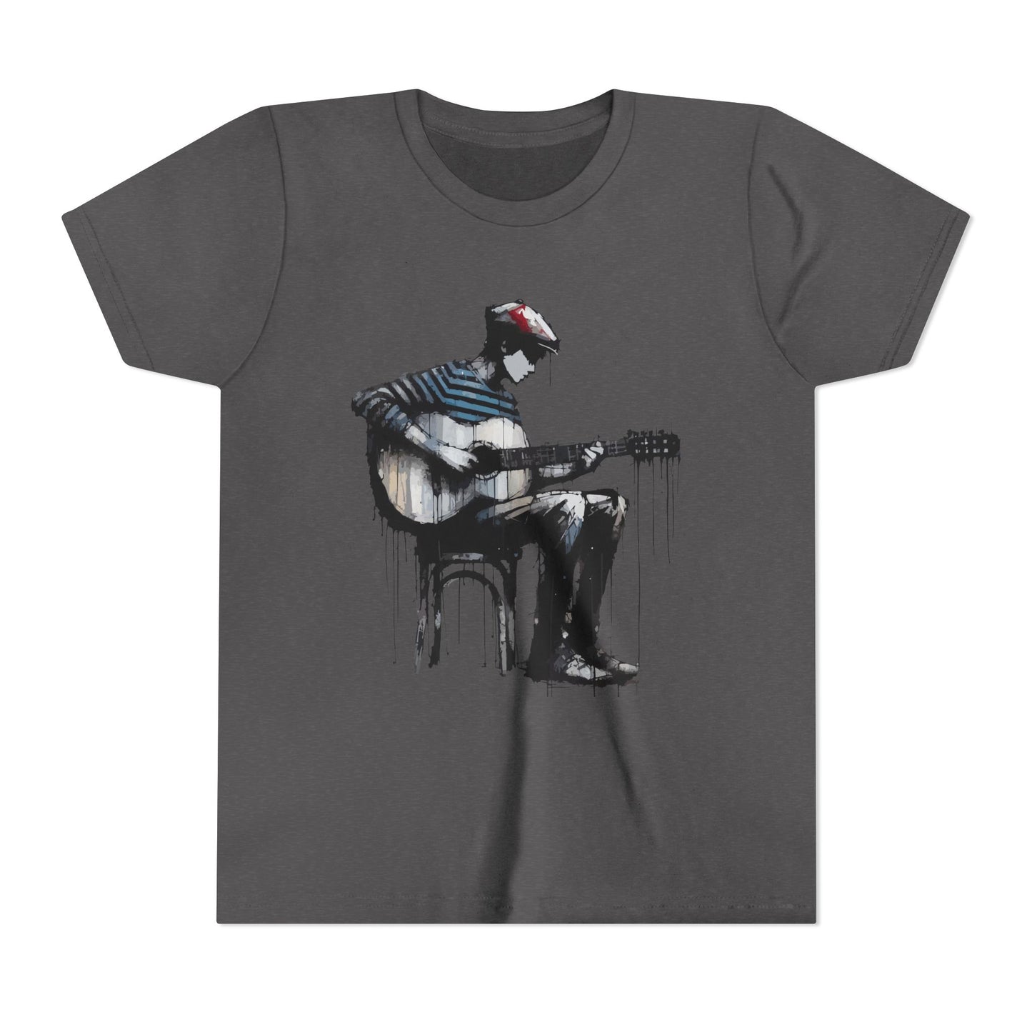 Artistic Youth Tee with Guitar Design, Music Lover Gift, Cool Graphic T-Shirt, Summer Wear, Creative Artsy Shirt