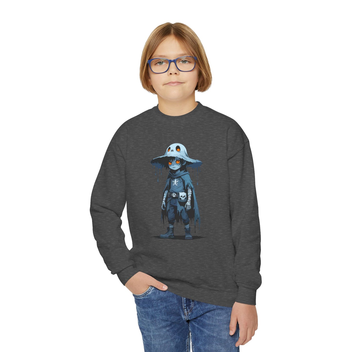 Youth Graphic Sweatshirt with Dripping Monster Design, Cozy Crewneck for Kids, Perfect for Halloween, Gift for Young Trendsetters, [...]