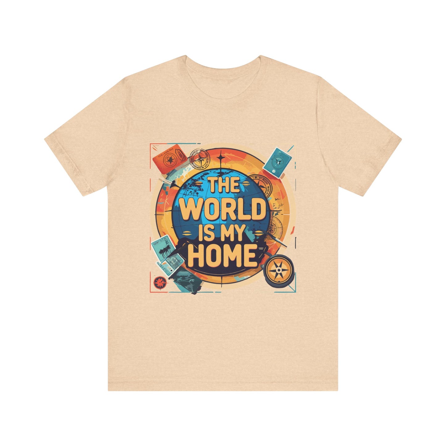 Travel-Inspired Tee: "The World is My Home" Unisex Jersey Short Sleeve T-Shirt, Adventure Shirt, Gift for Travelers, Wanderlust Shirt, [...]