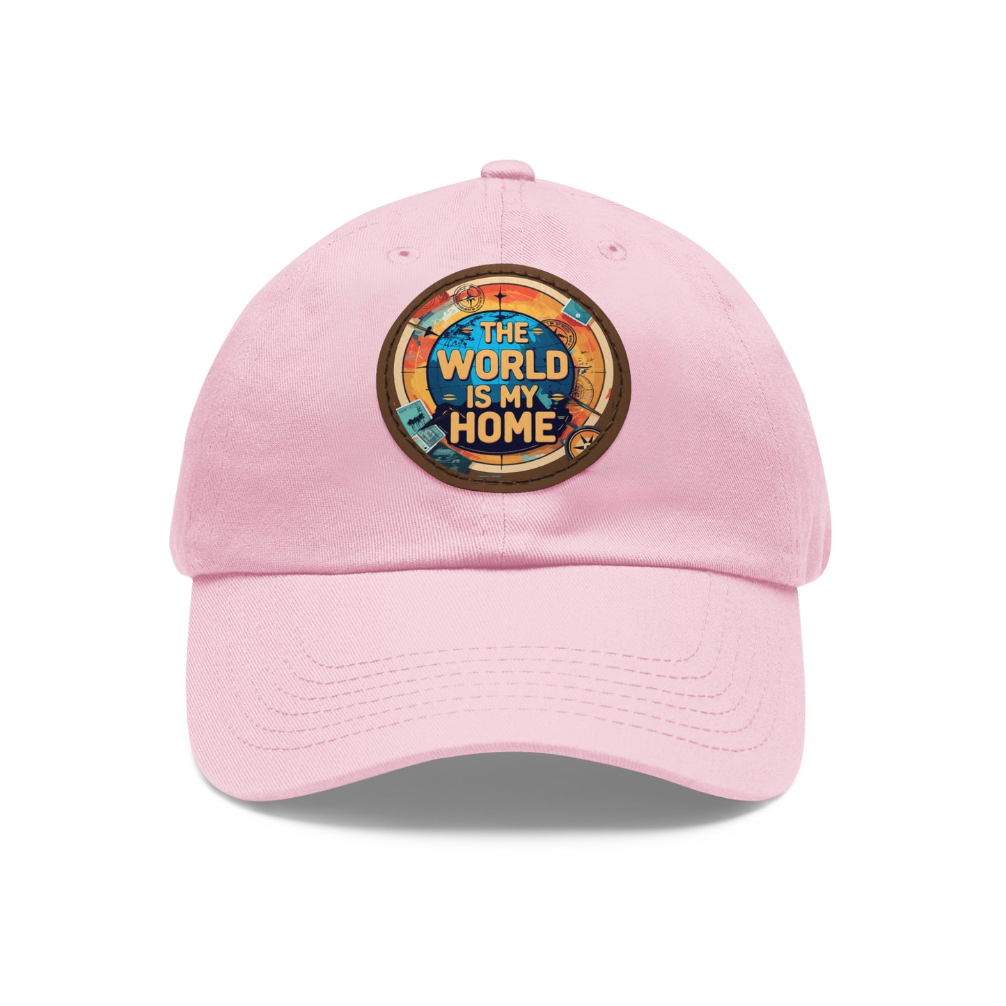 Adventure Dad Hat with Leather Patch - The World is My Home, Travel Gift, Casual Wear, Outdoor Activities, Father's Day