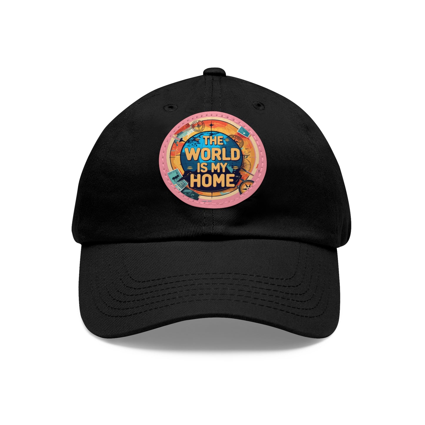 Adventure Dad Hat with Leather Patch - The World is My Home, Travel Gift, Casual Wear, Outdoor Activities, Father's Day