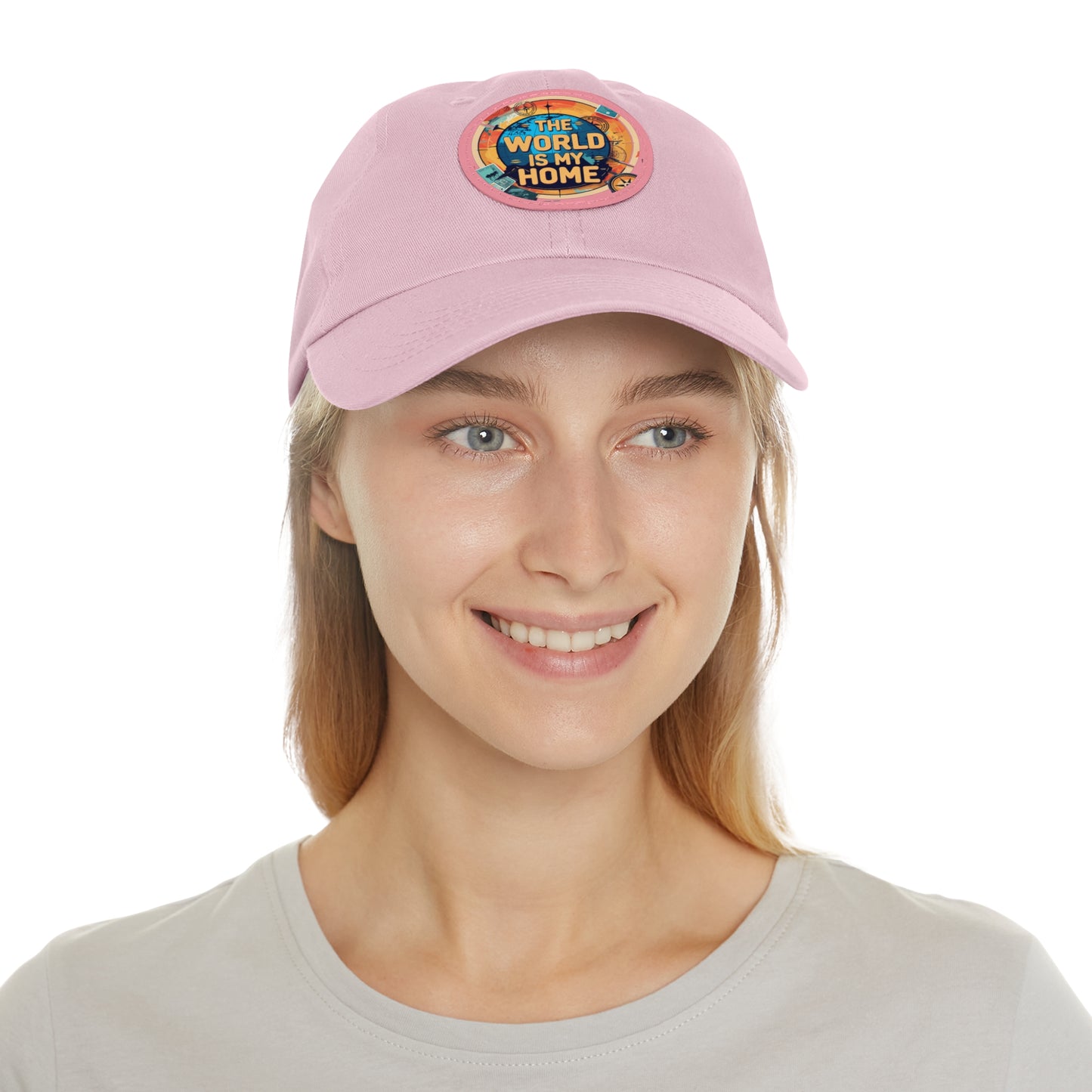 Adventure Dad Hat with Leather Patch - The World is My Home, Travel Gift, Casual Wear, Outdoor Activities, Father's Day