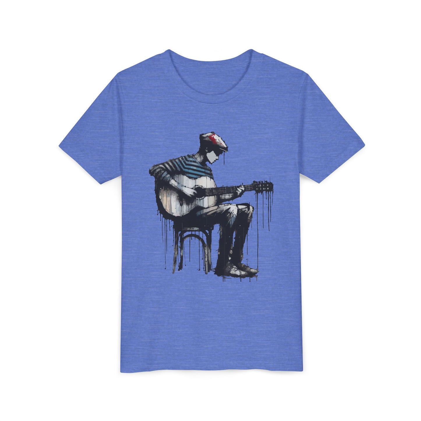 Artistic Youth Tee with Guitar Design, Music Lover Gift, Cool Graphic T-Shirt, Summer Wear, Creative Artsy Shirt