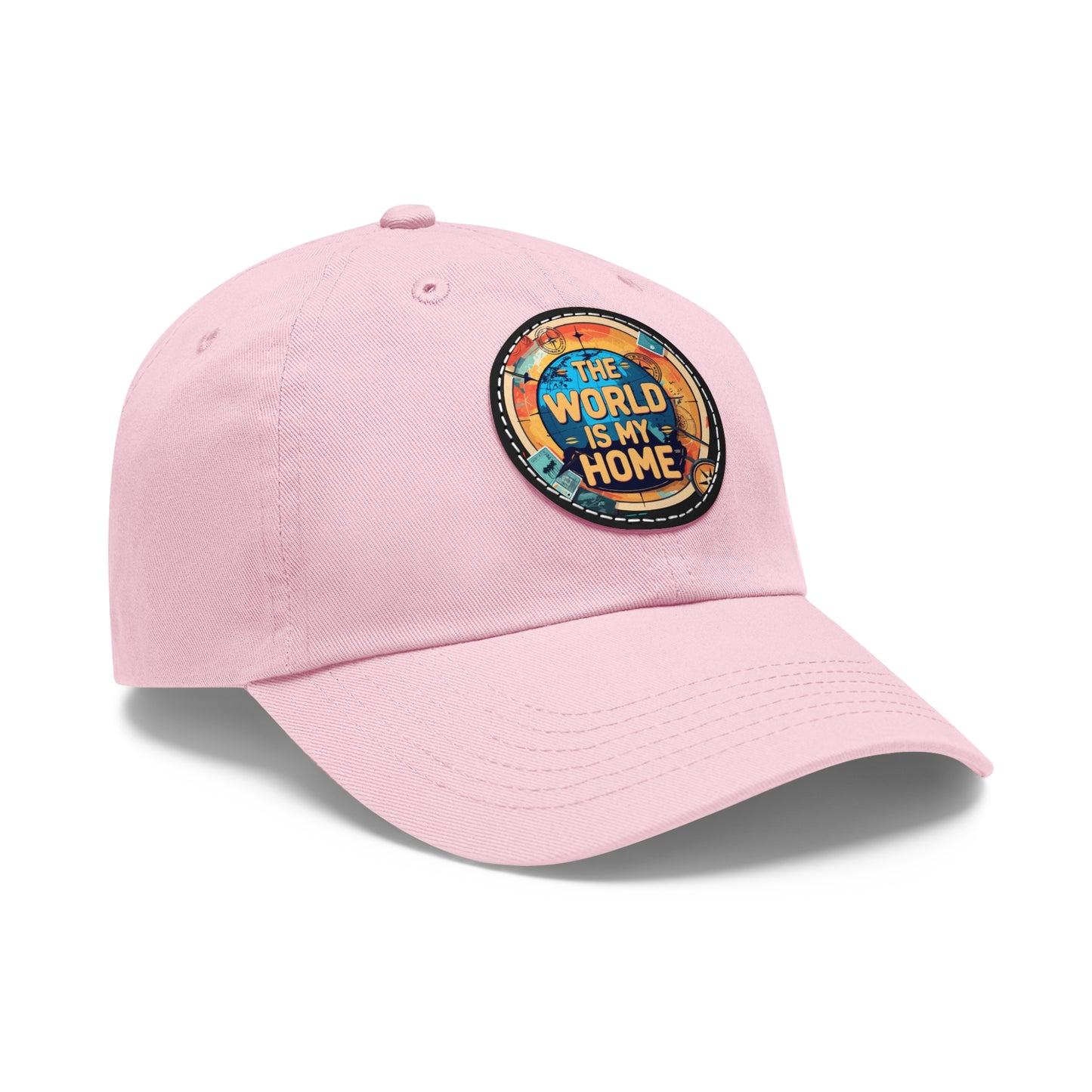 Adventure Dad Hat with Leather Patch - The World is My Home, Travel Gift, Casual Wear, Outdoor Activities, Father's Day