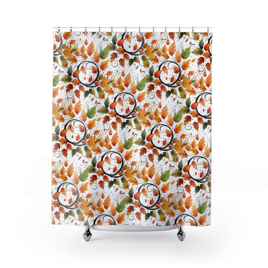 Autumn Leaves Shower Curtains - Cozy Bathroom Decor, Seasonal Home Upgrade, Fall Themed Gift, Leafy Print, Holiday Bathroom