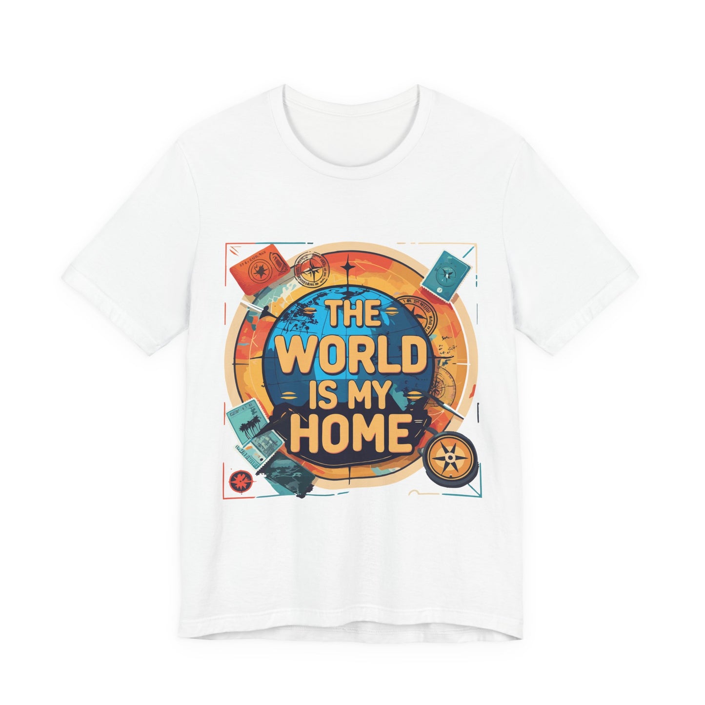 Travel-Inspired Tee: "The World is My Home" Unisex Jersey Short Sleeve T-Shirt, Adventure Shirt, Gift for Travelers, Wanderlust Shirt, [...]