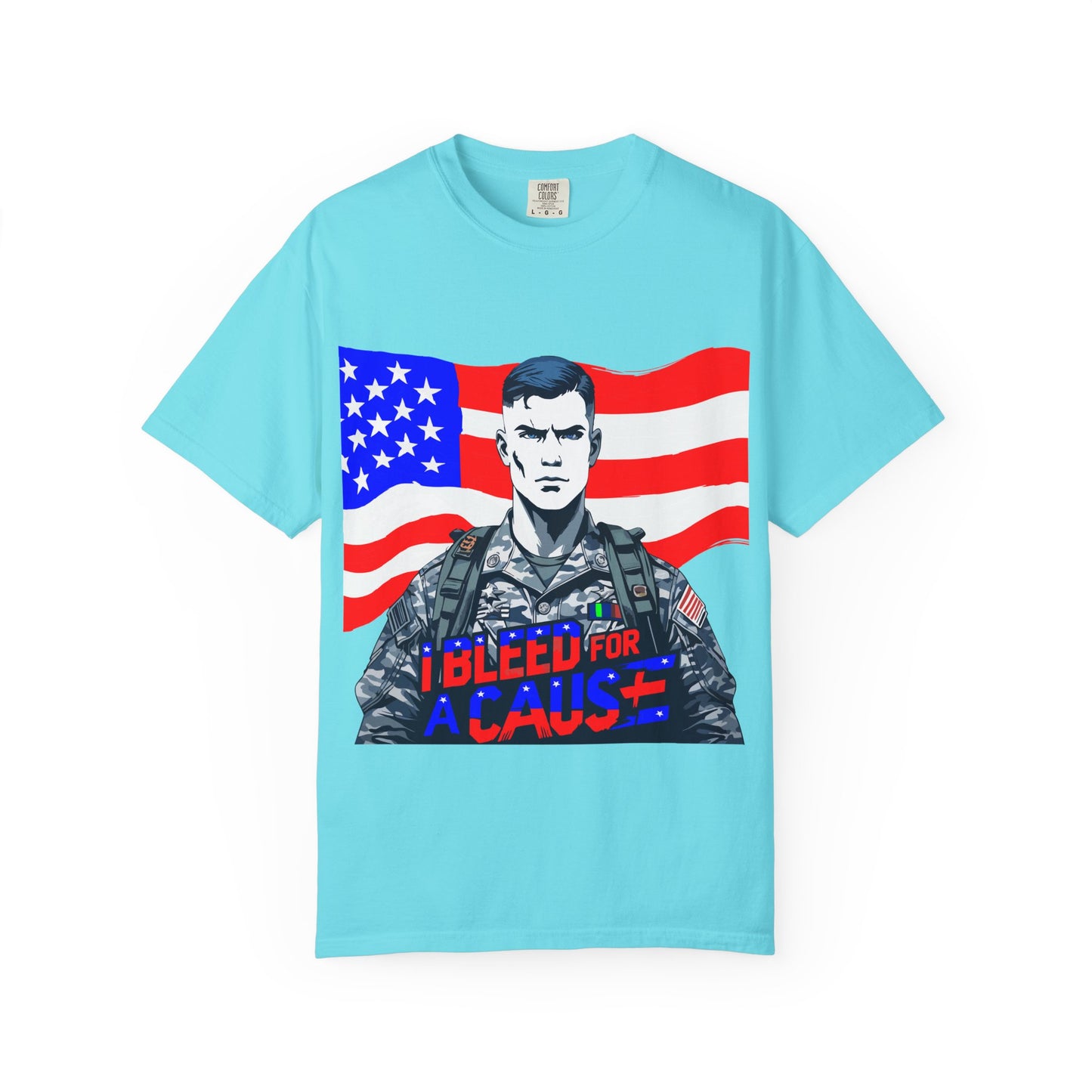 Patriotic Graphic Tee - I Bleed for a Cause, Military Support Shirt, Unisex Casual Wear, American Pride T-Shirt, Gifts for Veterans